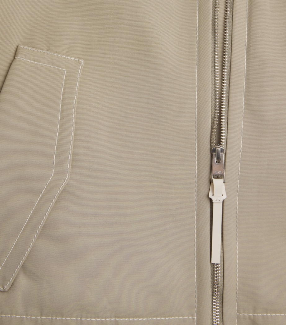 AMI Paris Mens Cotton-Sateen Cropped Jacket Beige Taupe Image 6