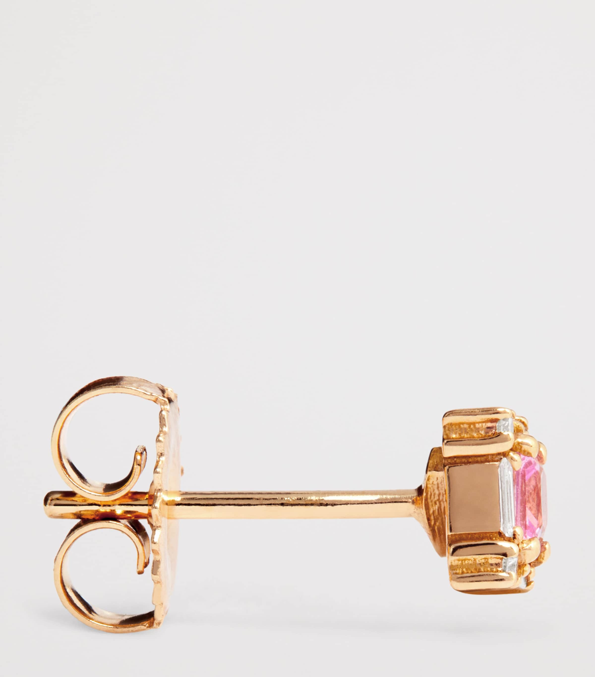 Suzanne Kalan Rose Gold, Diamond and Pink Sapphire Mini Princess Stud Earrings Rg/p Image 4