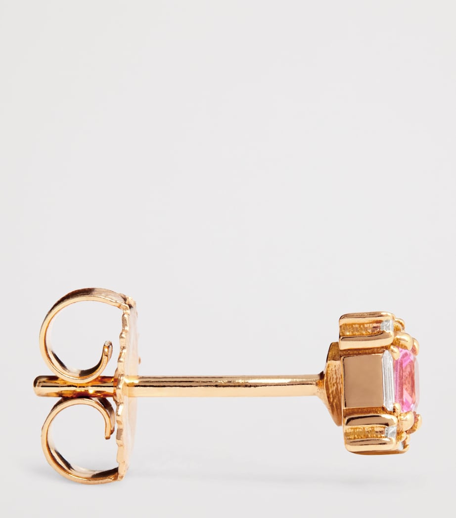 Suzanne Kalan Rose Gold, Diamond and Pink Sapphire Mini Princess Stud Earrings Rg/p Image 4