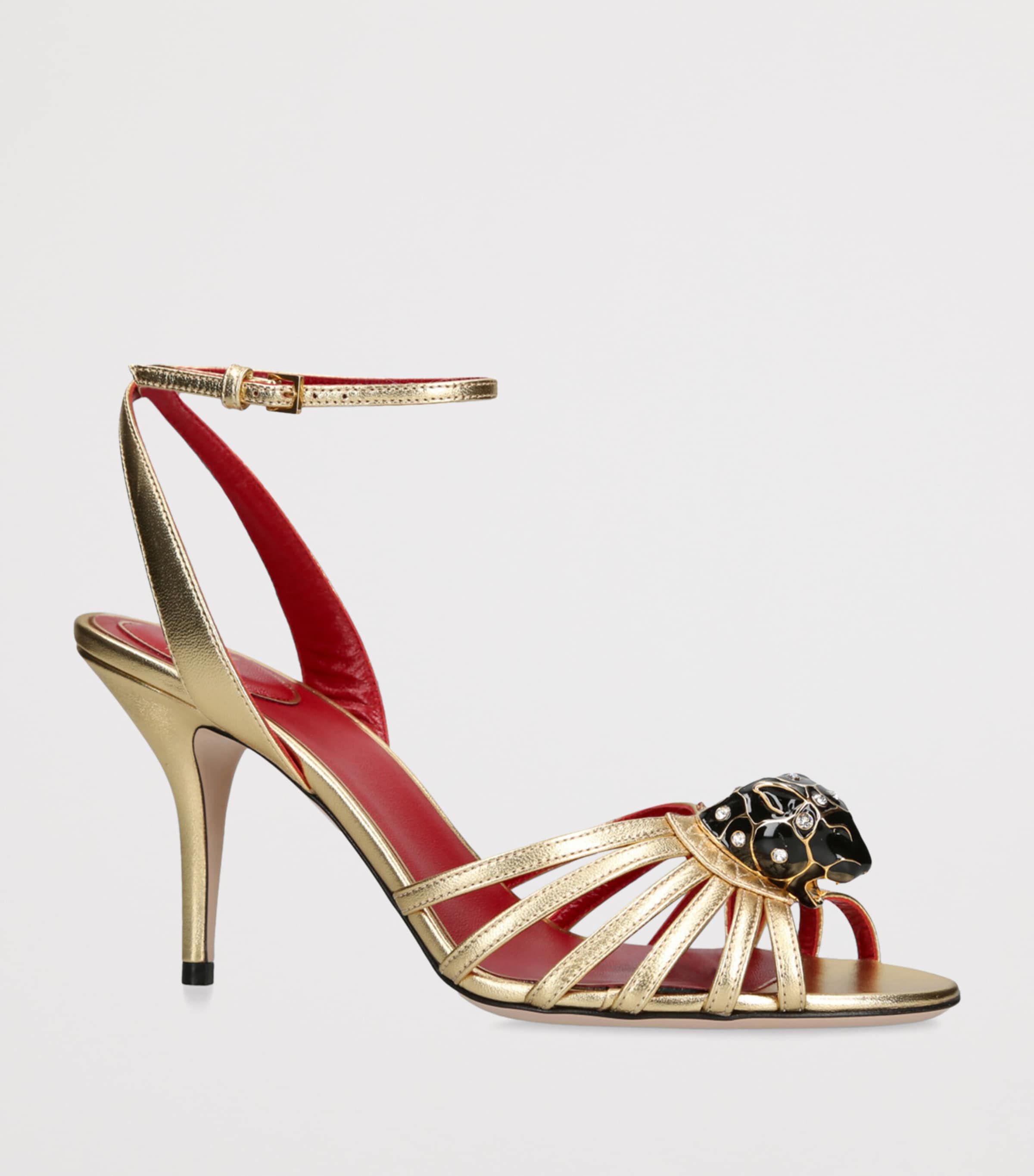 Valentino Garavani Leather Panthea Sandals 85 Gold Image 3