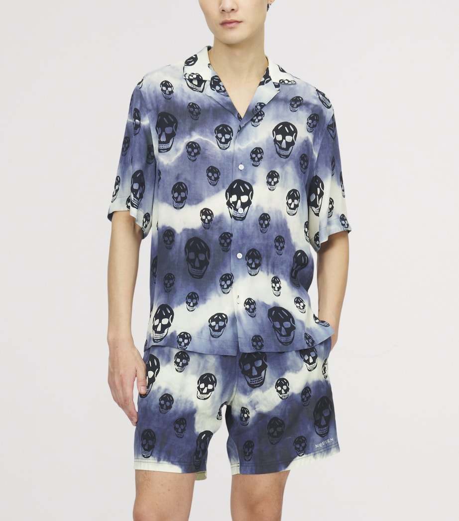 McQueen Mens Tie-Dye Skull Hawaiian Shirt Image 5