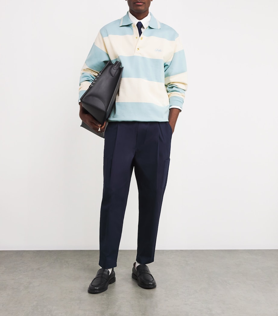 Drôle De Monsieur Mens Cotton Striped Rugby Shirt Blue Image 2
