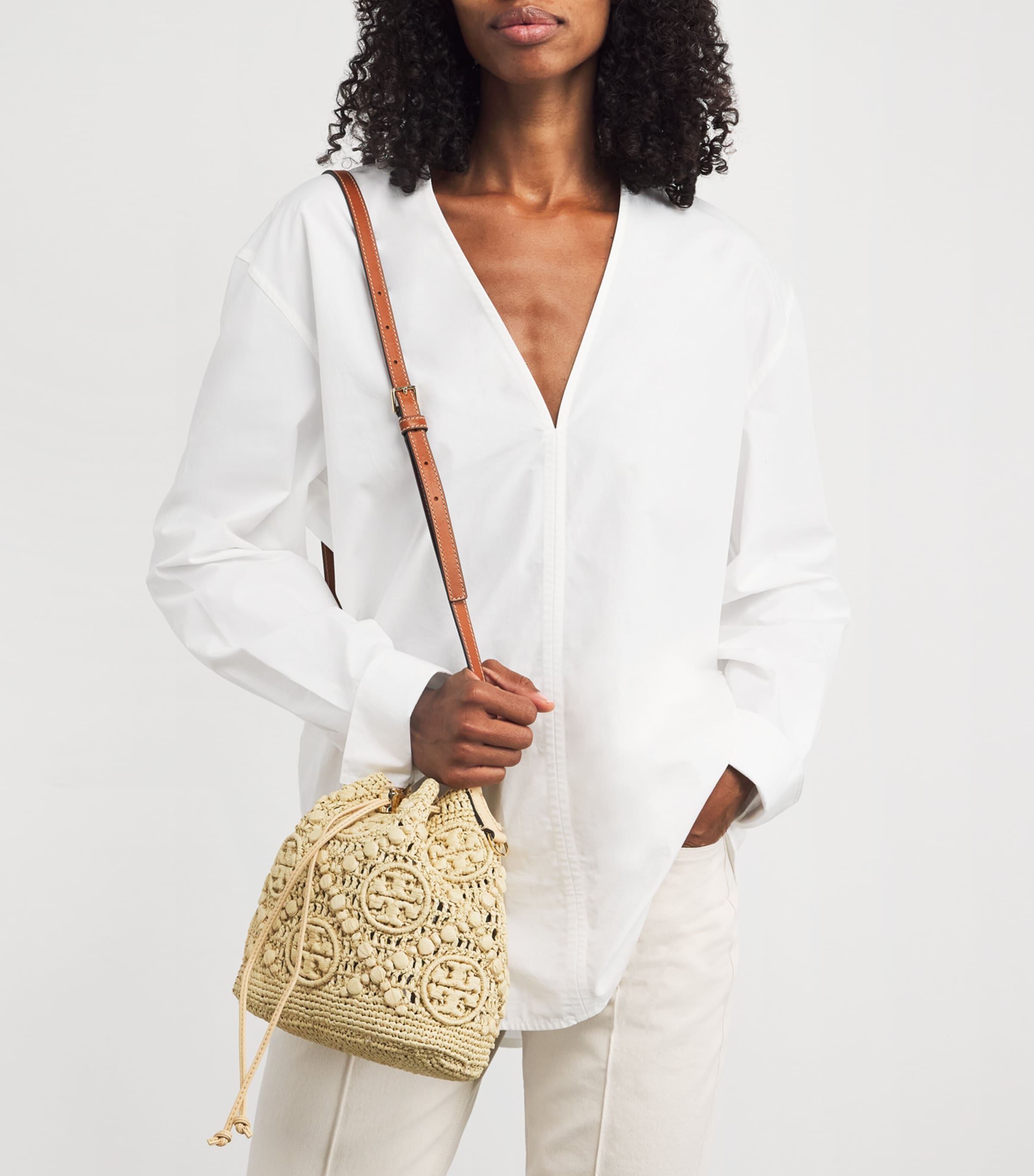 Raffia Monogram Bucket Bag 254 Image 2