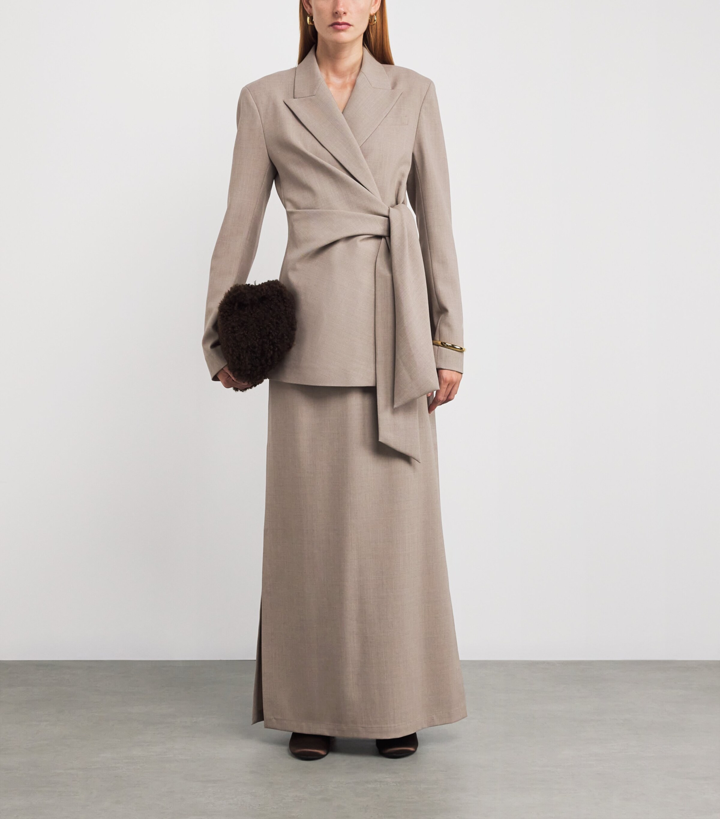 Lafayette 148 Womens Wool-Blend Side-Tie Blazer Hickry Mlnge Image 2