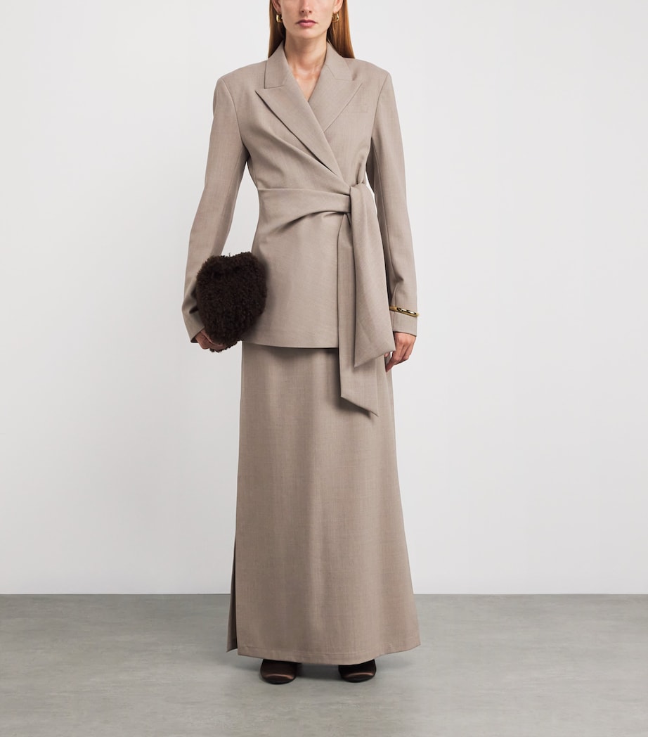 Wool-Blend Side-Tie Blazer 0005962 HICKRY MLNGE Image 2