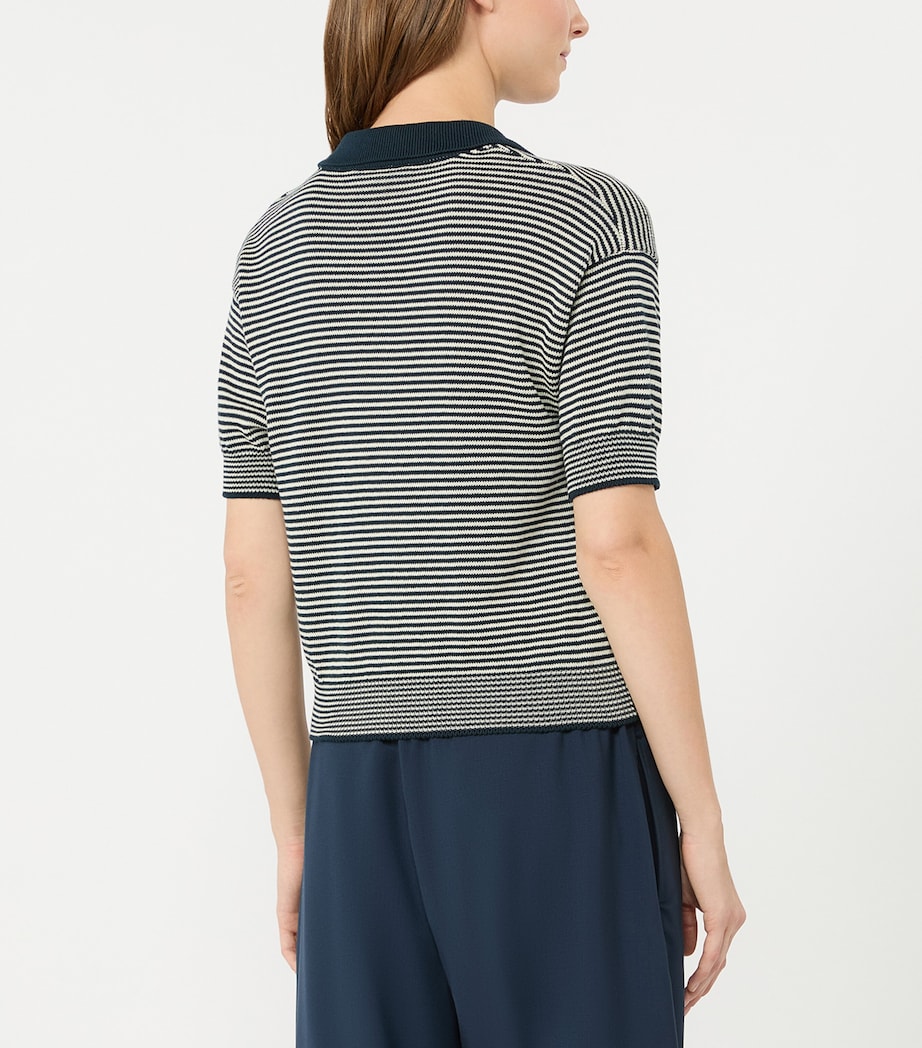 Weekend Max Mara Womens Cotton Stripe Short-Sleeve Sweater Navy Image 4