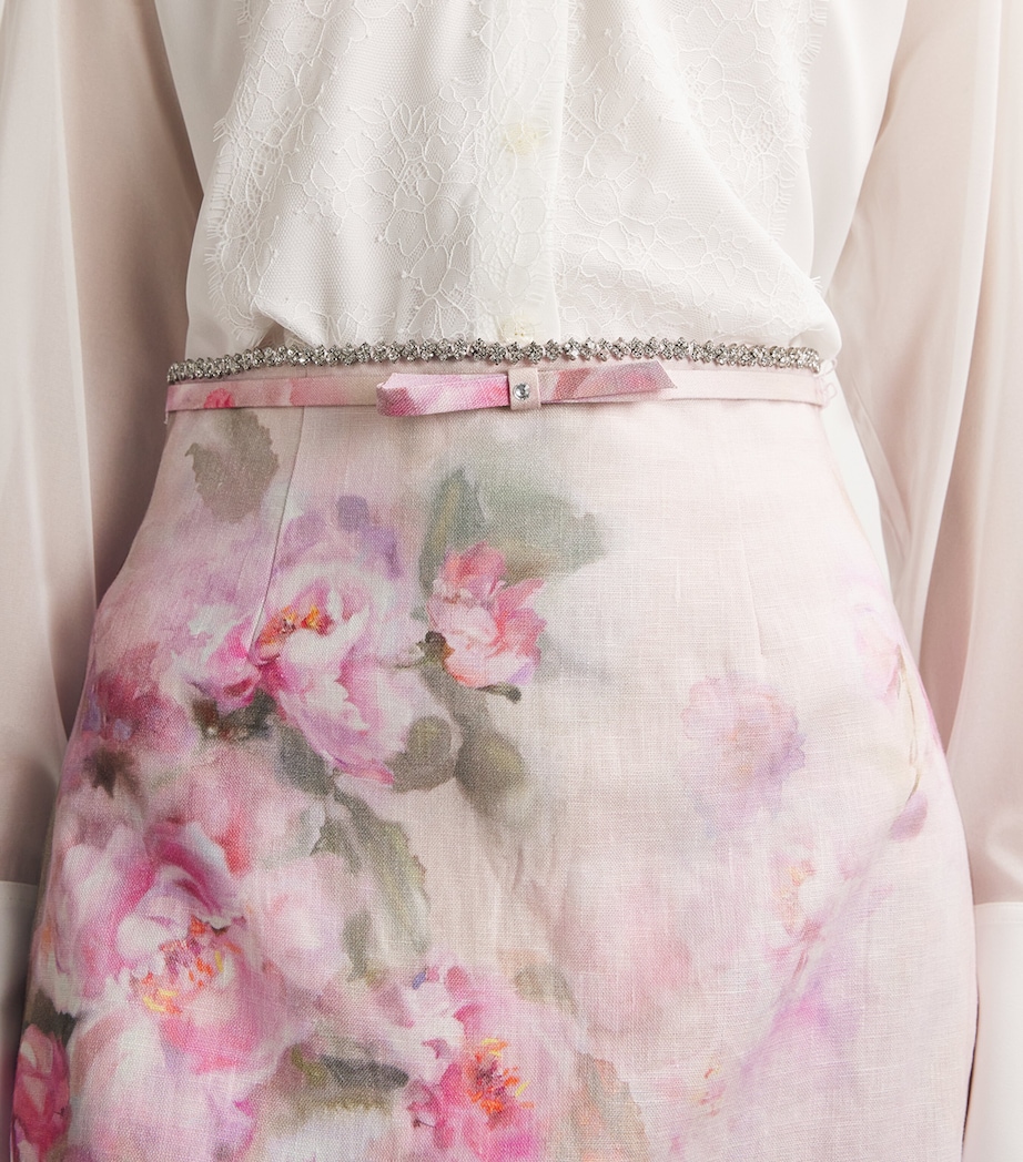 Zimmermann Womens Linen Scalloped Floral Print Mini Skirt Pifpink Floral Image 6