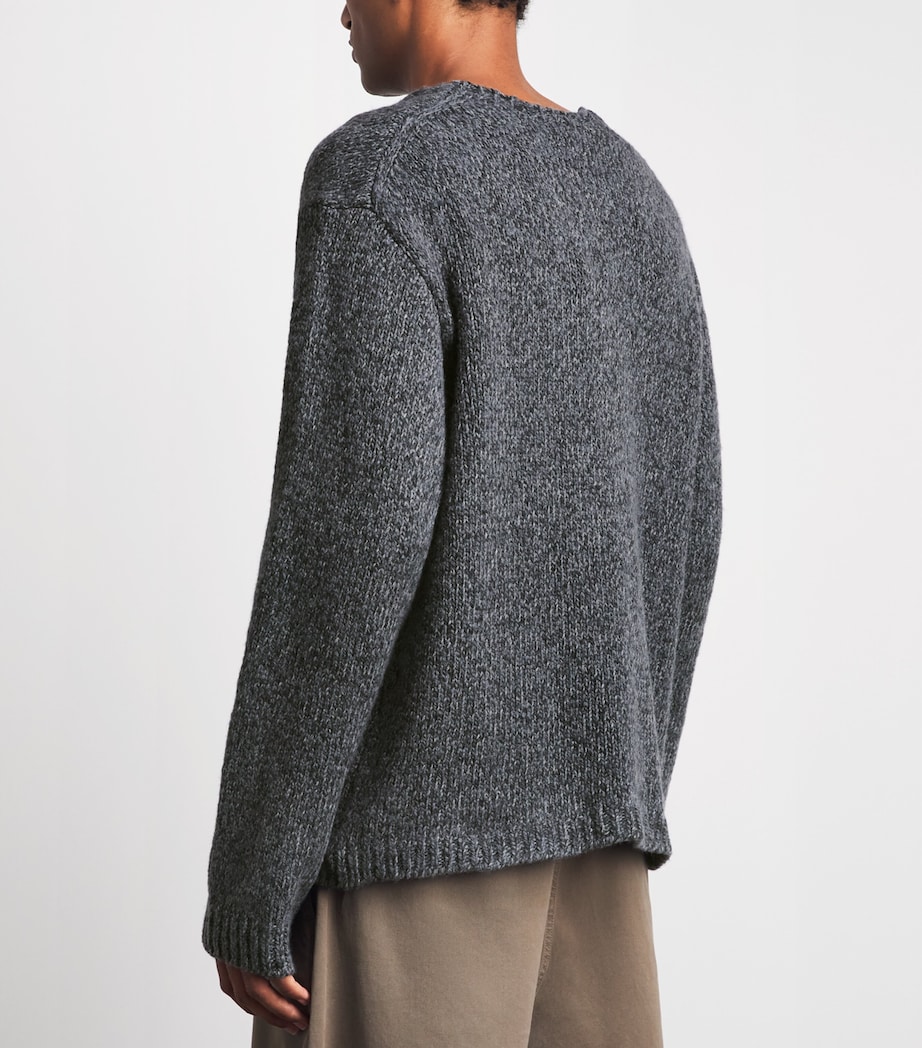 Our Legacy Mens Wool Link V-Neck Sweater Slub Twst Ash Gry Wl Image 5