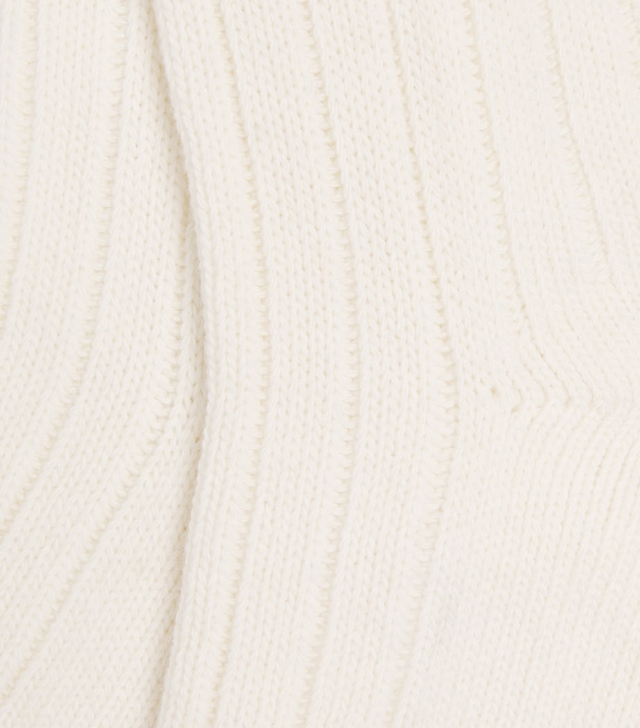 Eleventy Mens Wool-Cashmere Blend Ribbed Socks Bianco Image 2