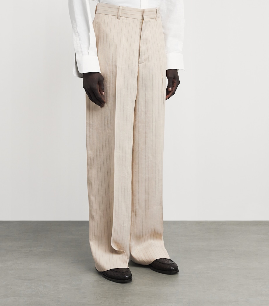 AMIRI Mens Pinstripe Tailored Trousers Alabaster Image 4