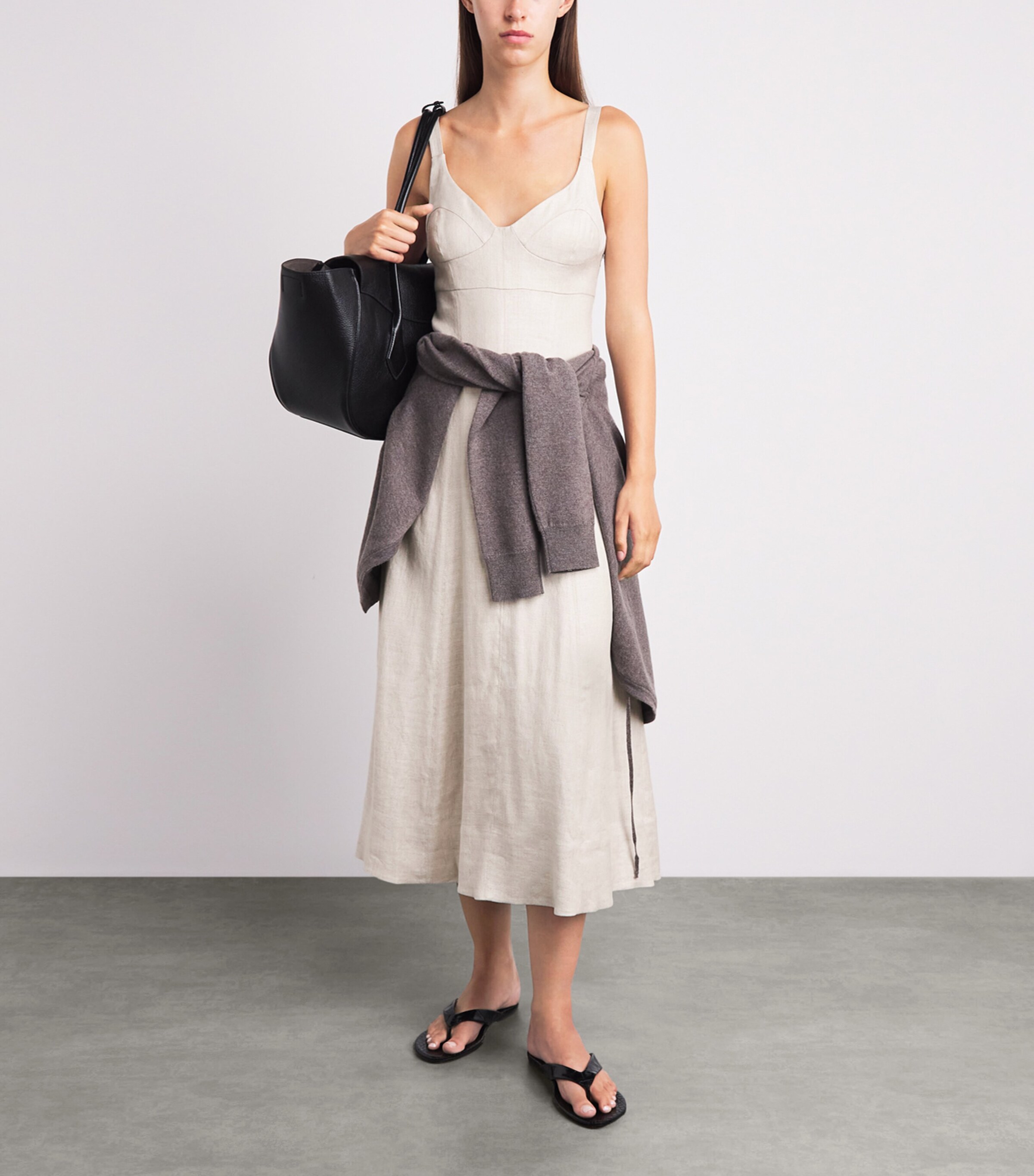 Toccin Womens Linen-Blend Arya Midi Dress Desert Image 2