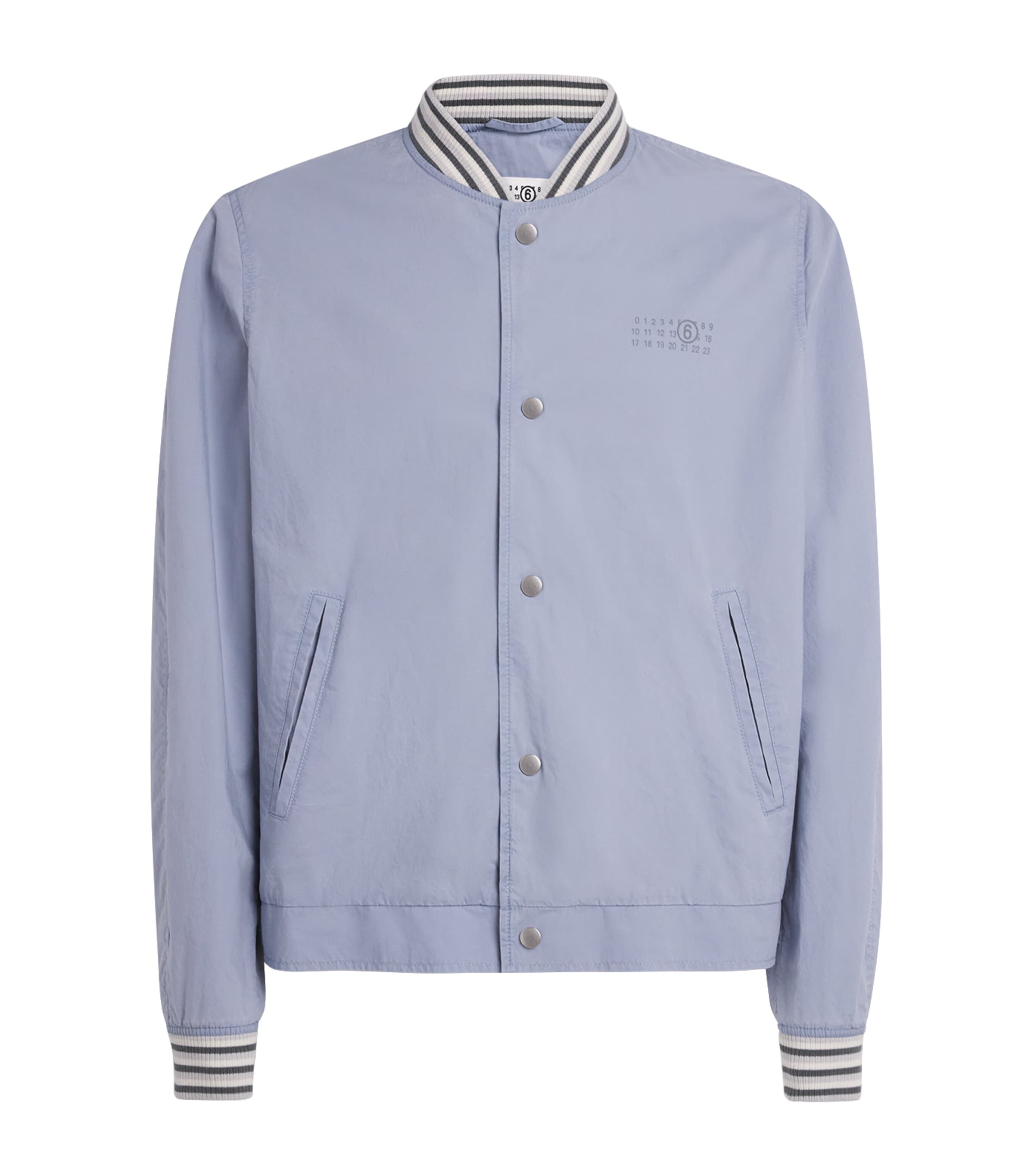 MM6 Maison Margiela Mens Cotton Numeric Print Bomber Jacket Blue Image 1