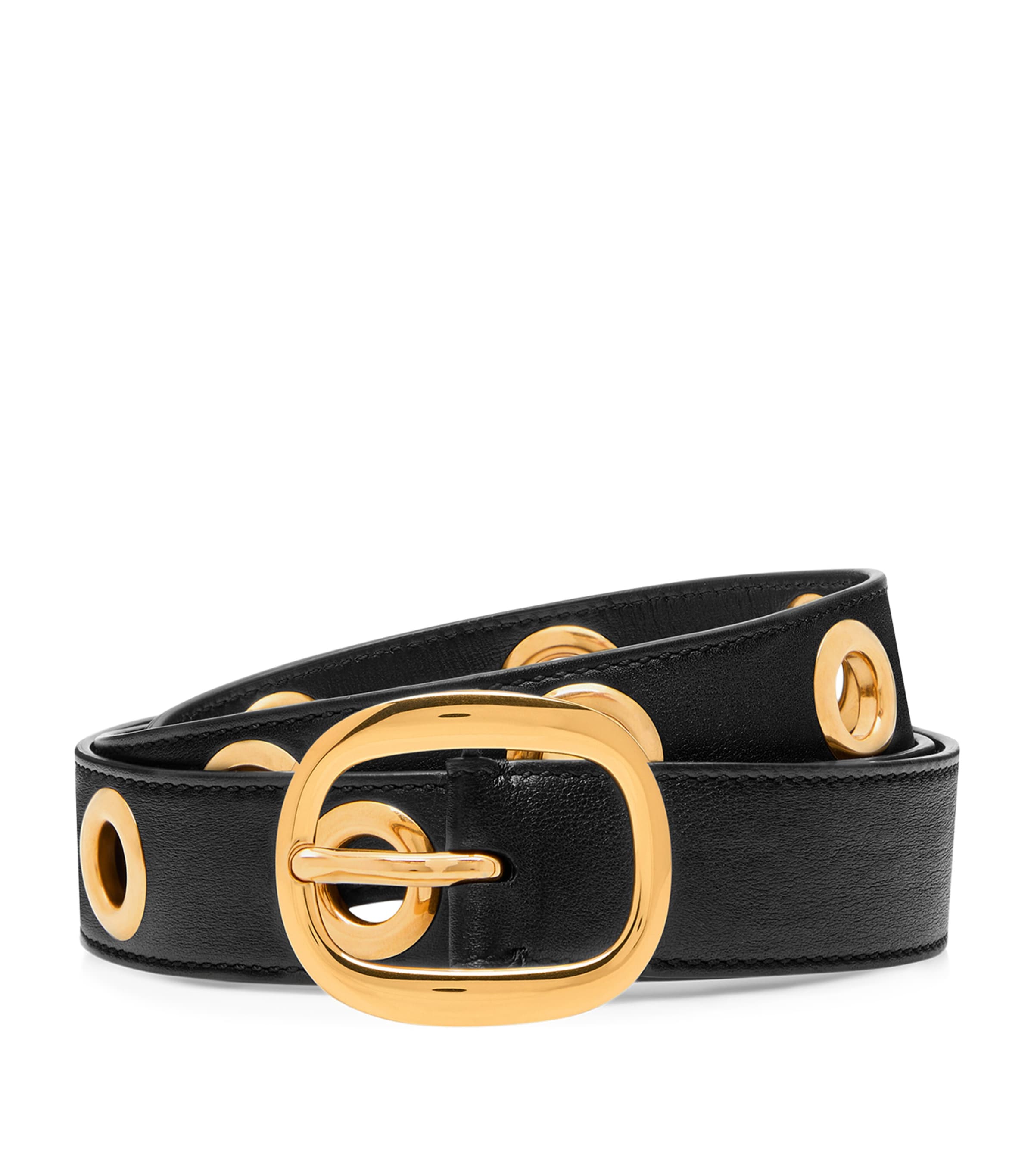 Tom Ford Leather Eyelet Belt In Black