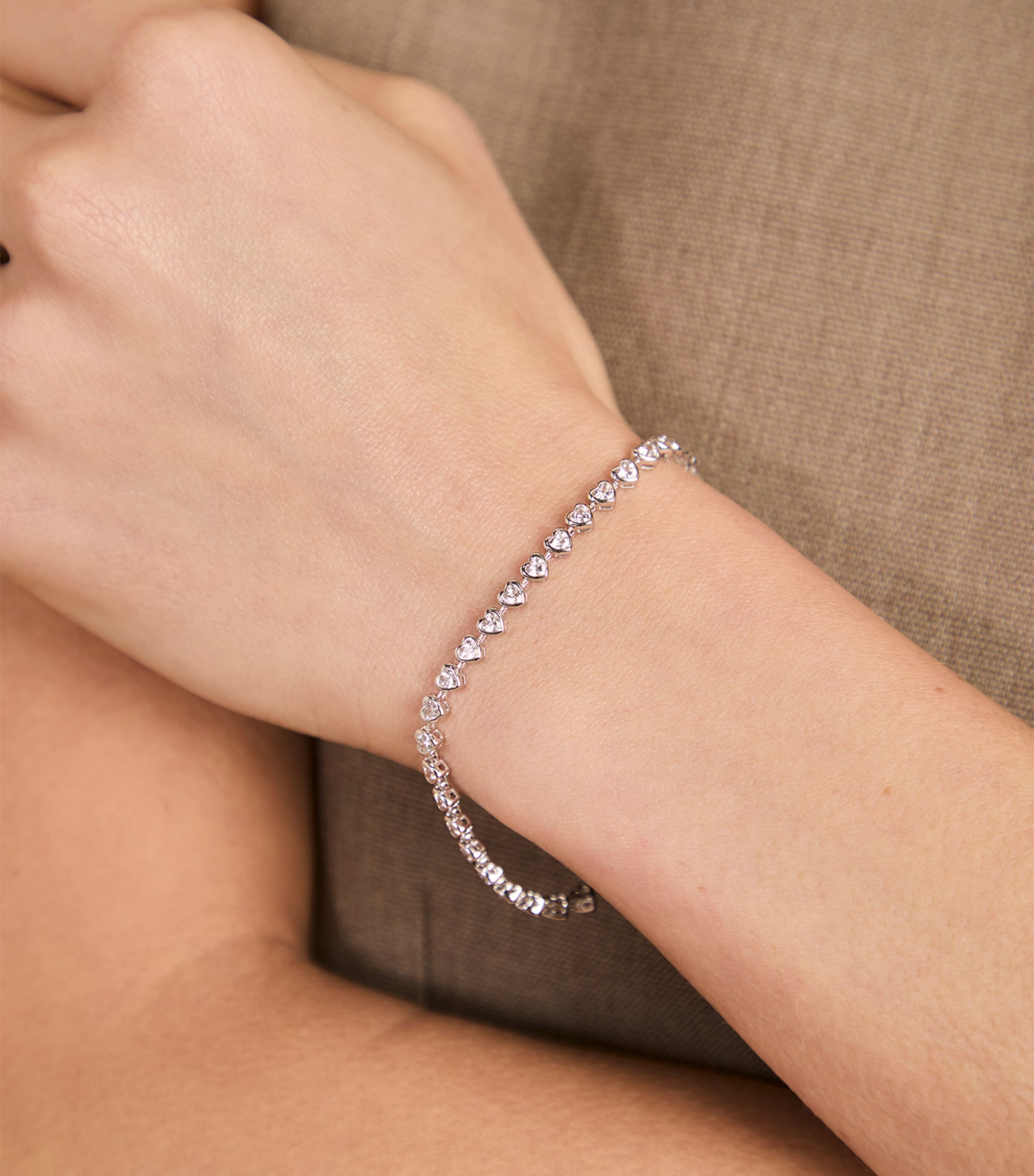 Rhodium-Plated Heart Tennis Bracelet SILVER Image 2