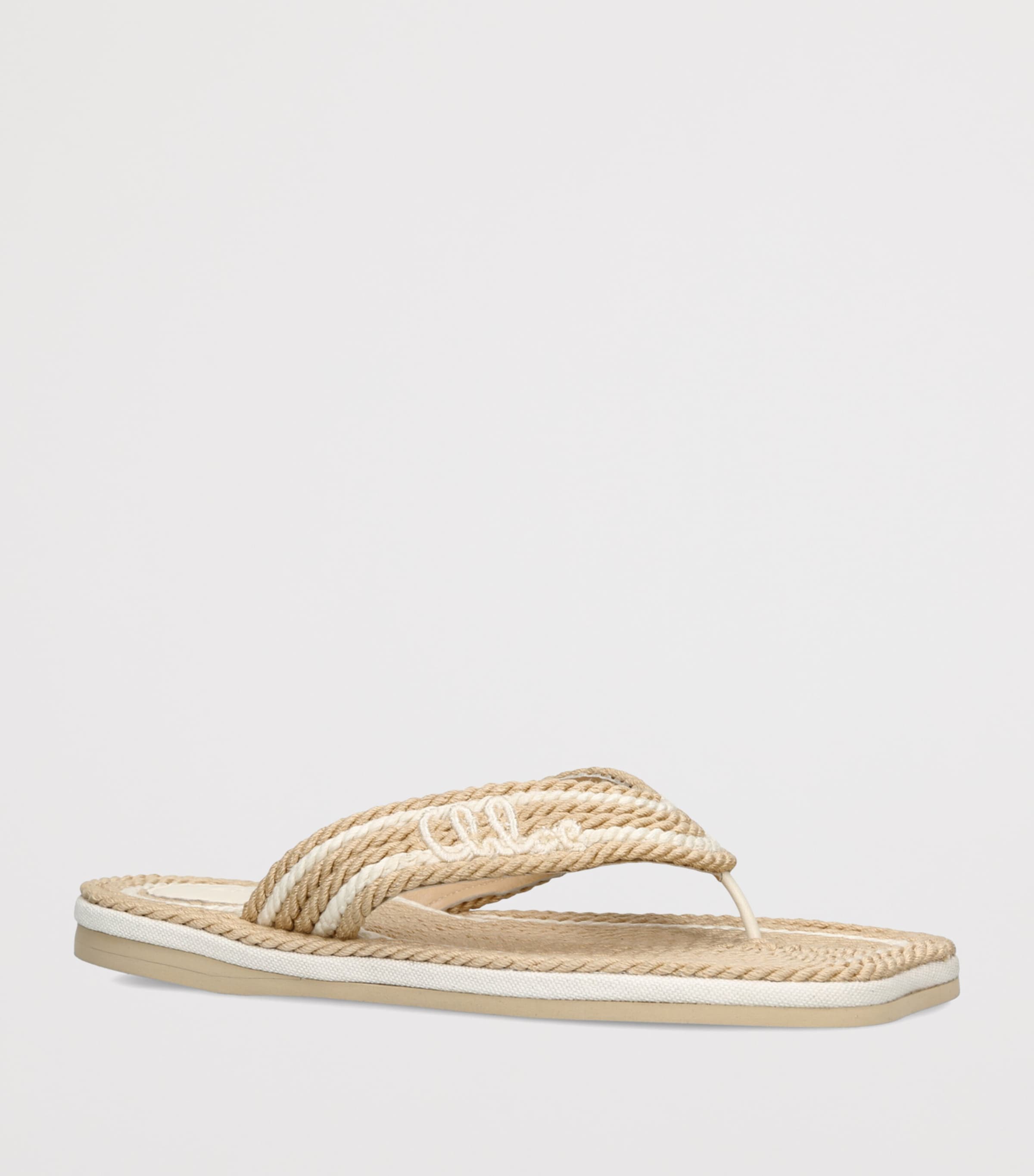 Chloé Raffia Logo Thong Sandals White/comb Image 2