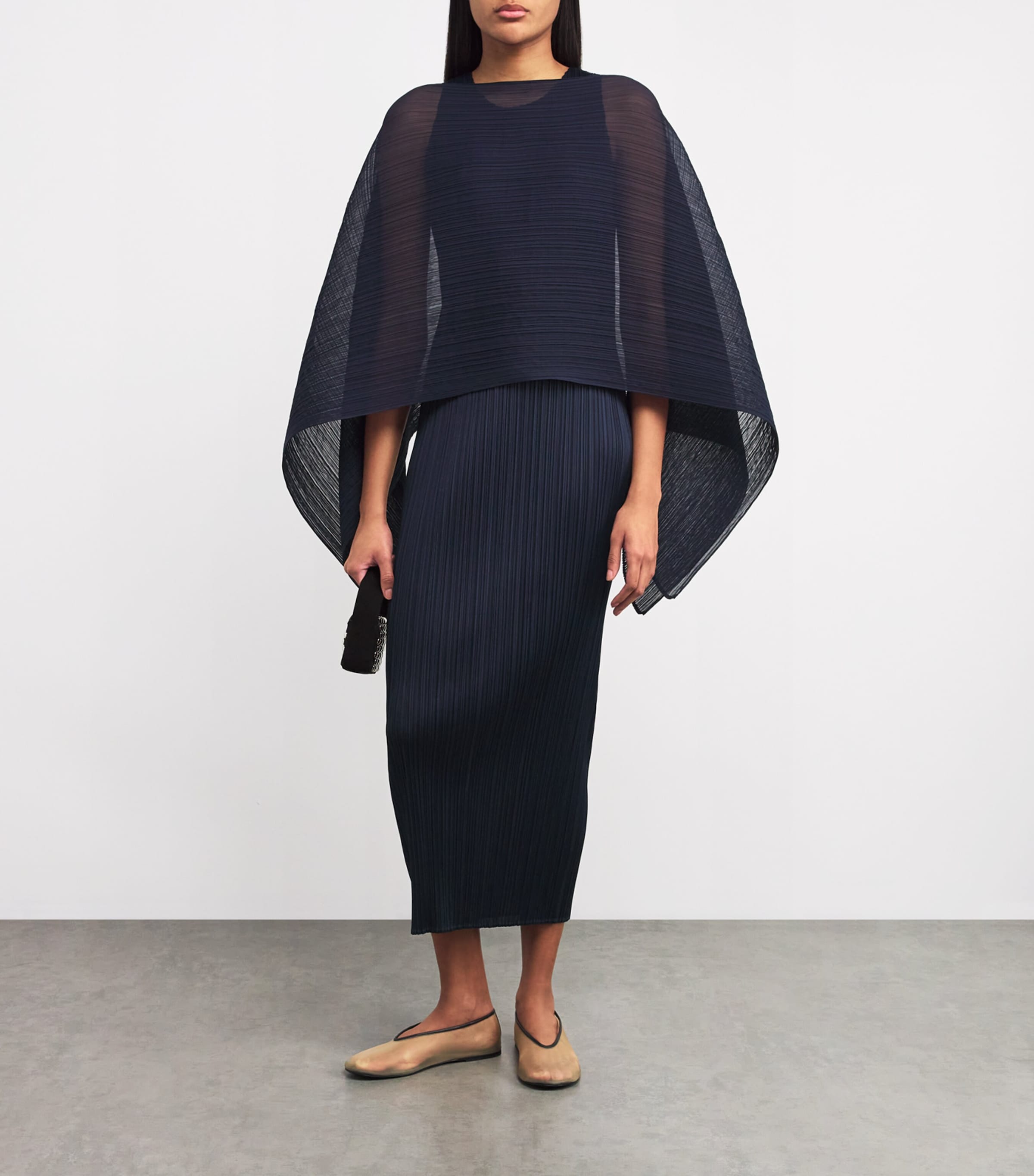 Pleats Please Issey Miyake Navy New Colorful Basics 4 Midi Dress