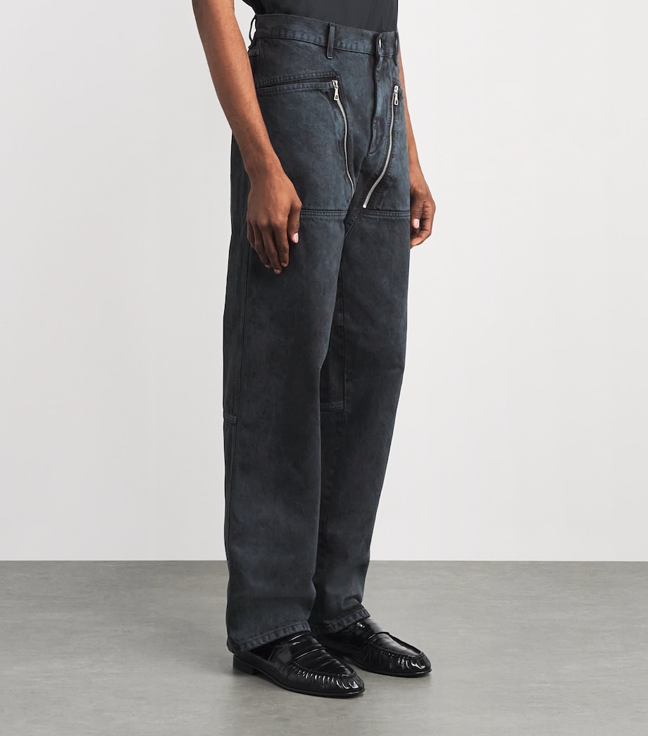 Zip-Detail Straight-Leg Jeans PETROL Image 3