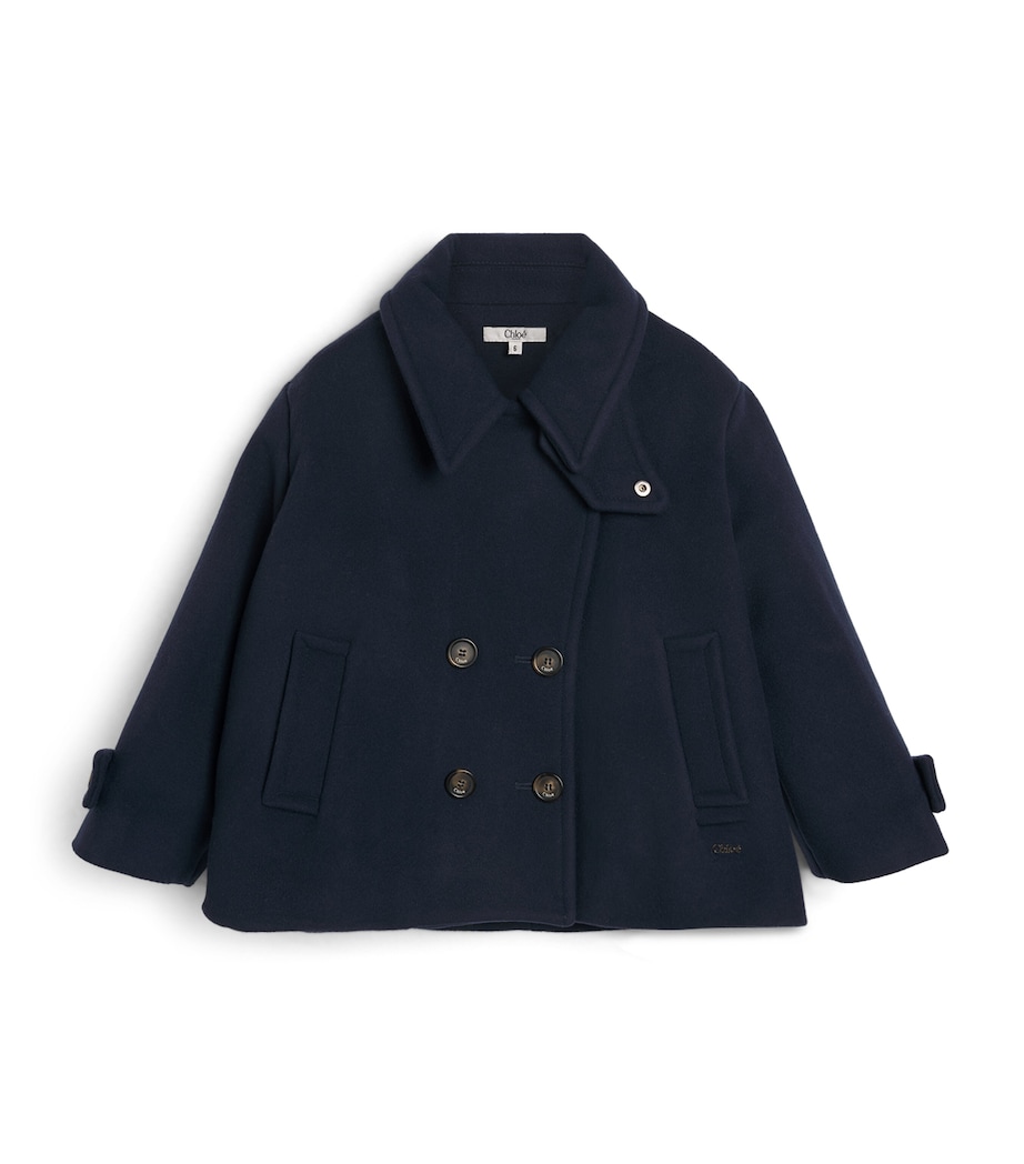 Chloé Kids Wool-Blend Pea Coat (4-14 Years) Navy Image 1