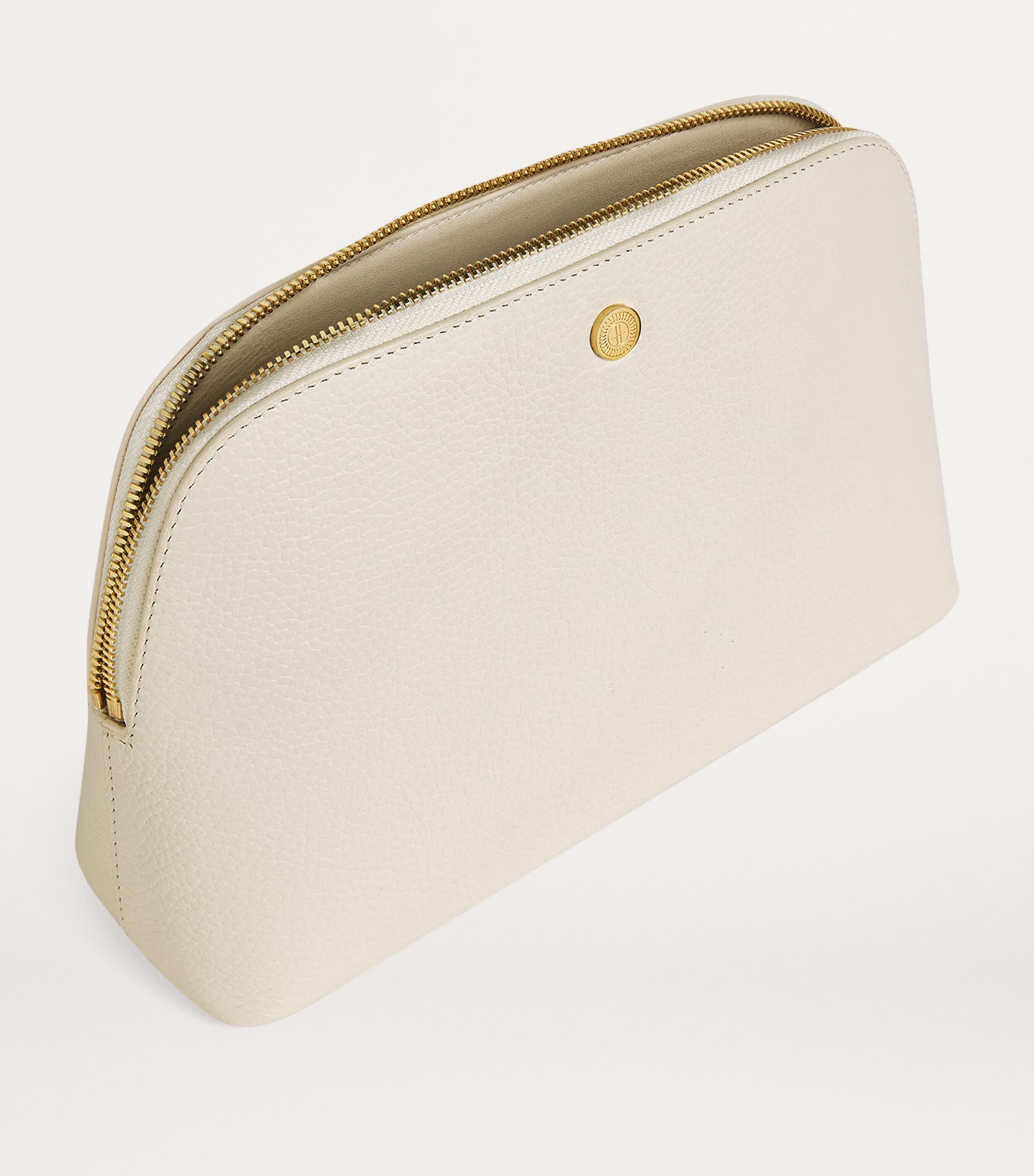 Large Pebbled Leather Cosmetics Bag BIRCH Image 2