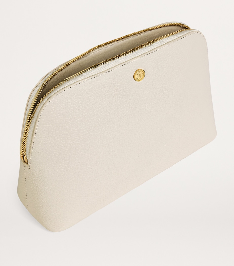 Large Pebbled Leather Cosmetics Bag BIRCH Image 2