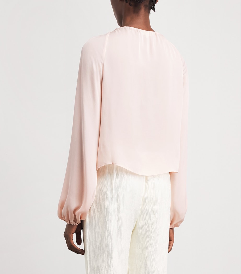 FRAME Womens Silk Balloon Blouse Taffy Image 5