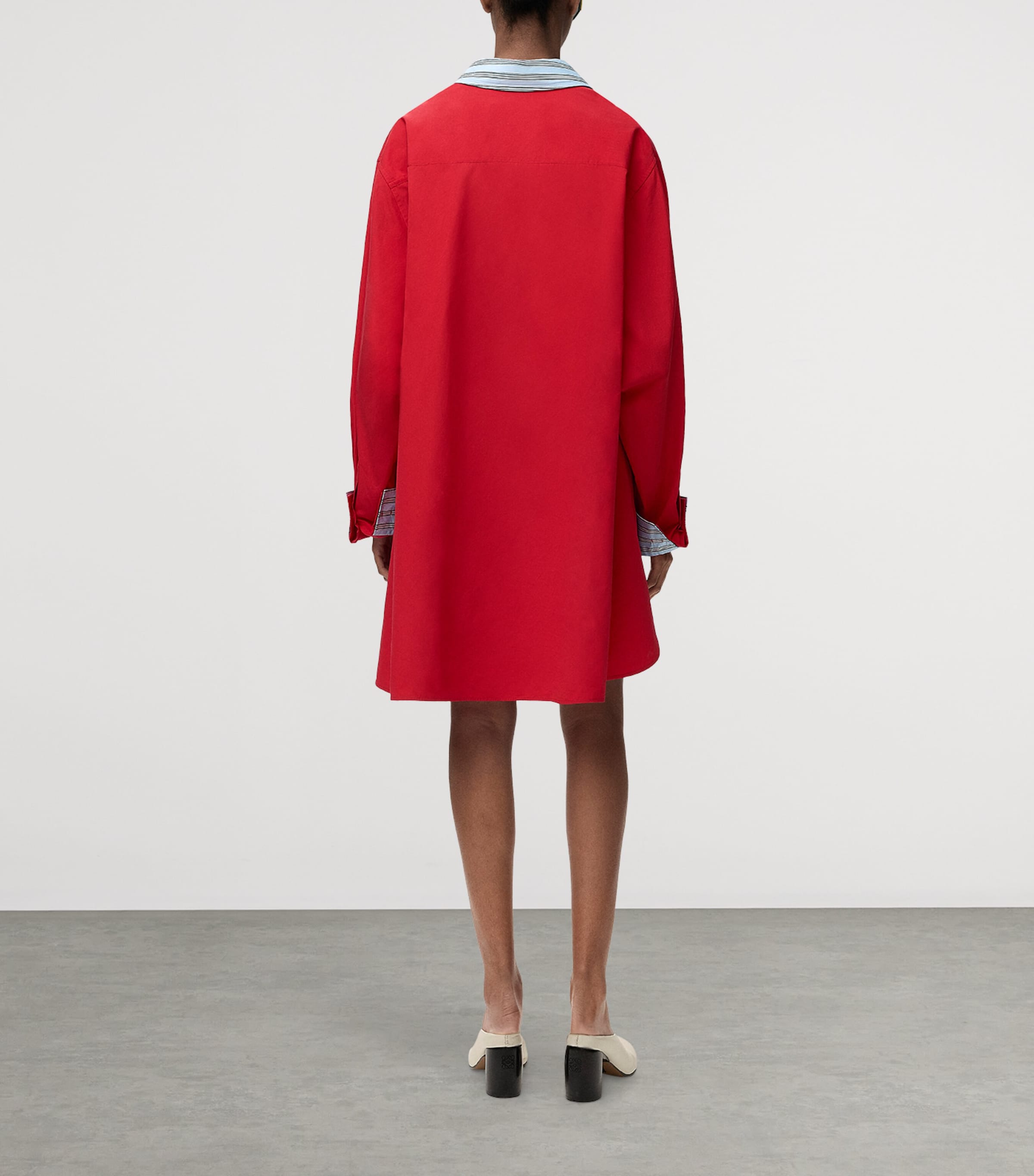 LOEWE Womens Stretch-Cotton Midi Shirt Dress Red Image 3
