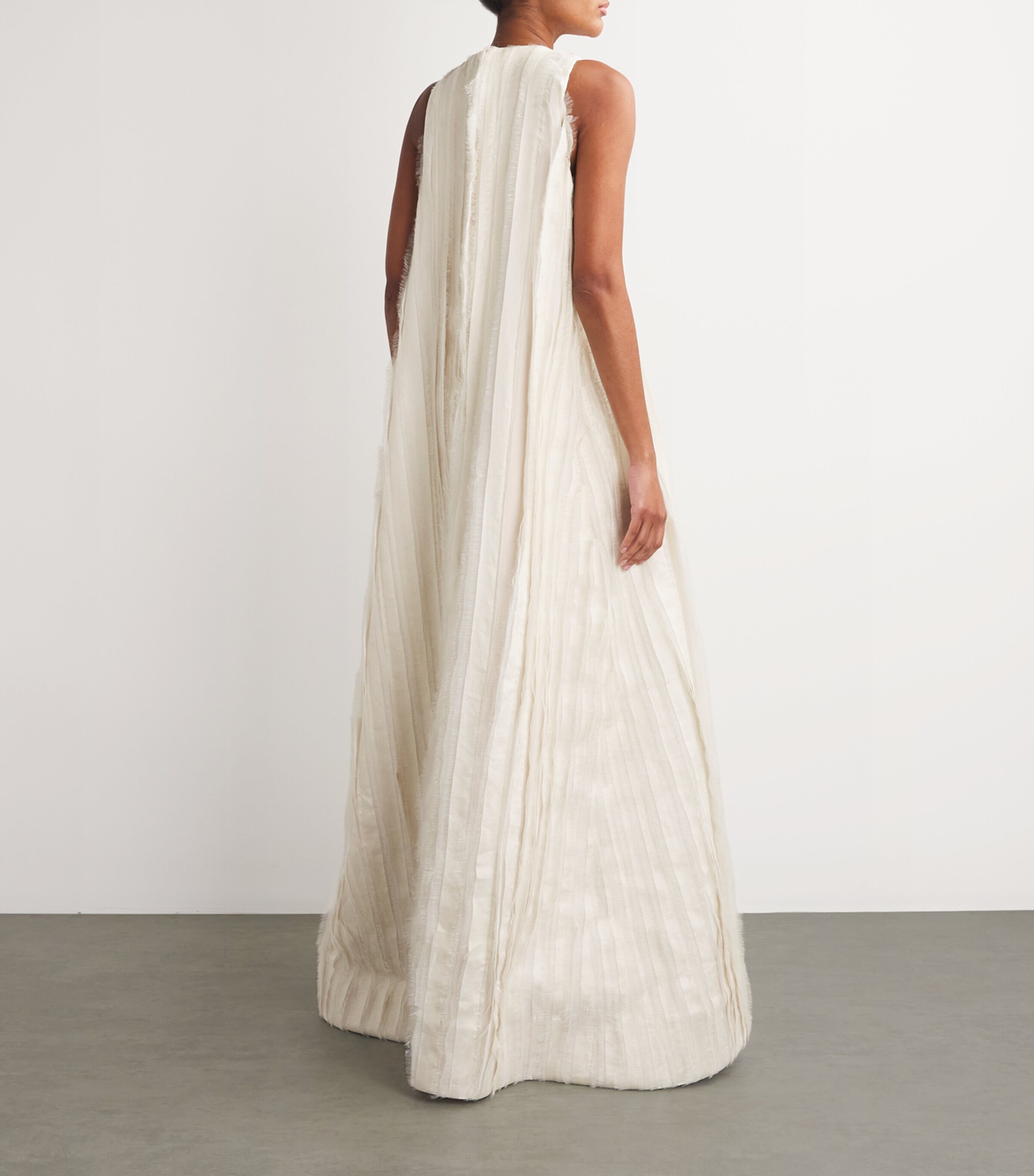 Shredded-Effect A-Line Gown WHITE Image 3
