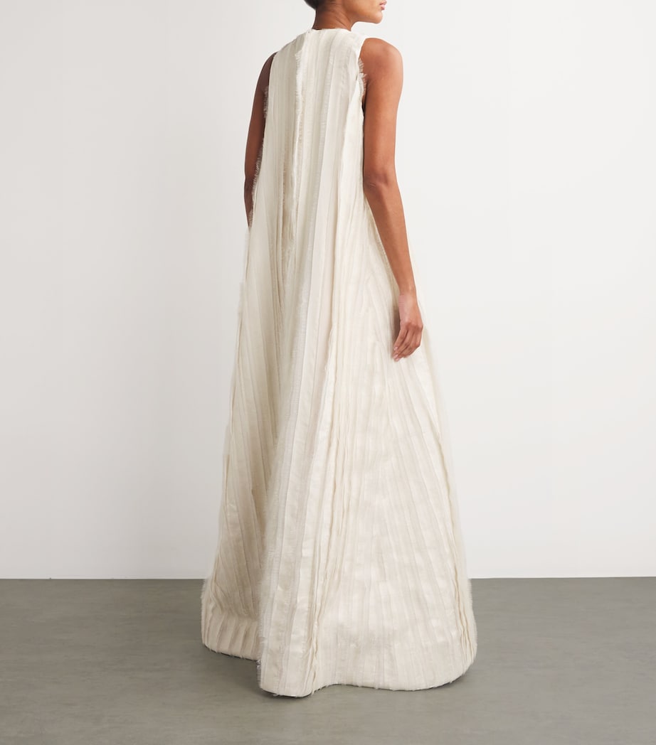 Shredded-Effect A-Line Gown WHITE Image 3