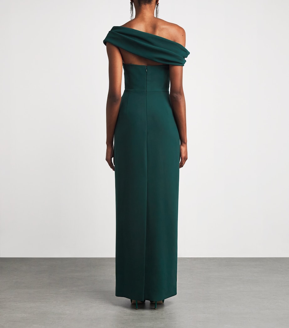 Crepe Draped Off-The-Shoulder Gown 034 PINE GREEN Image 3