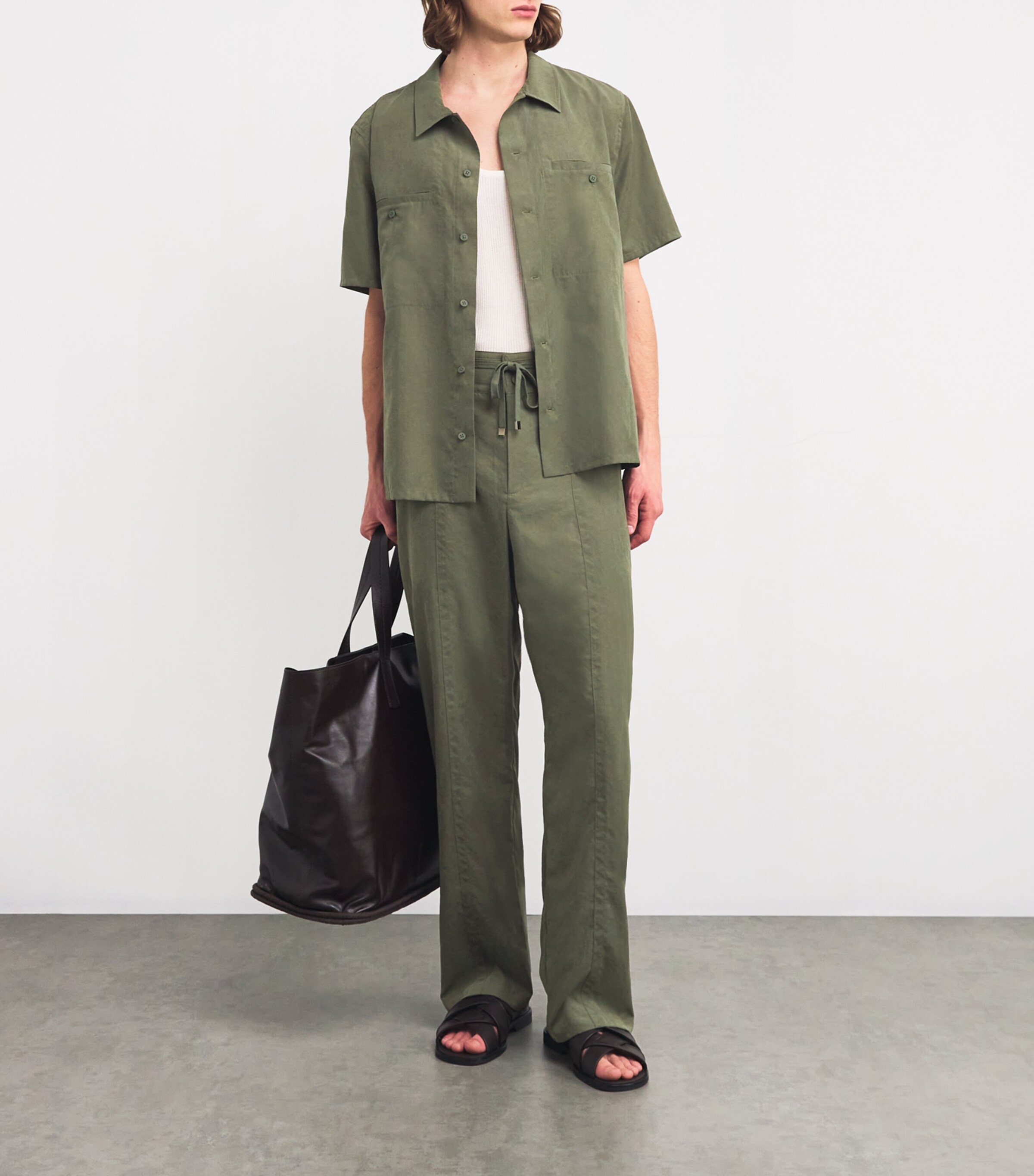 Drawstring Rowan Straight Trousers SYCAMORE Image 2