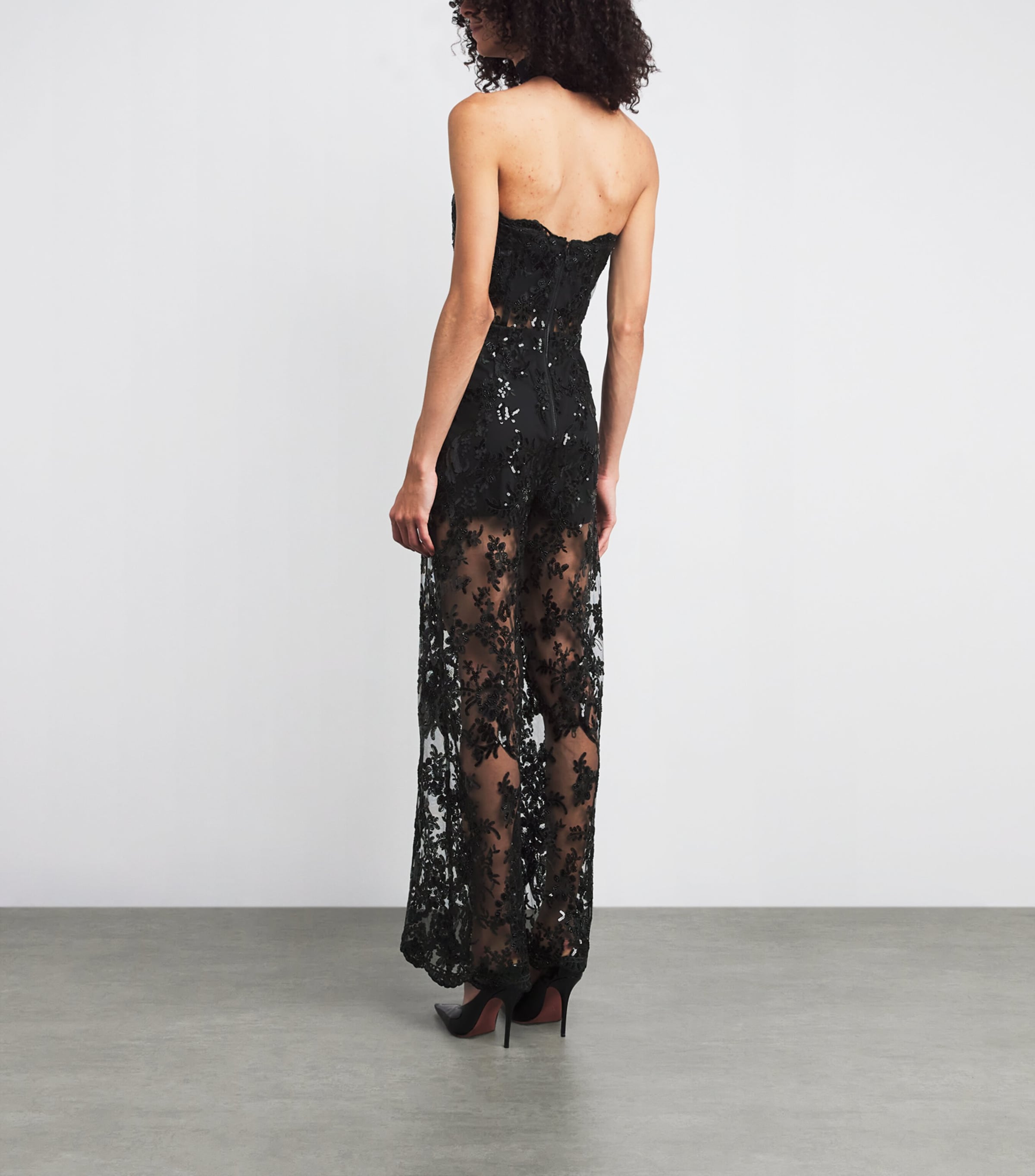 Sequin-Lace Georgie Jumpsuit A001 BLACK Image 3