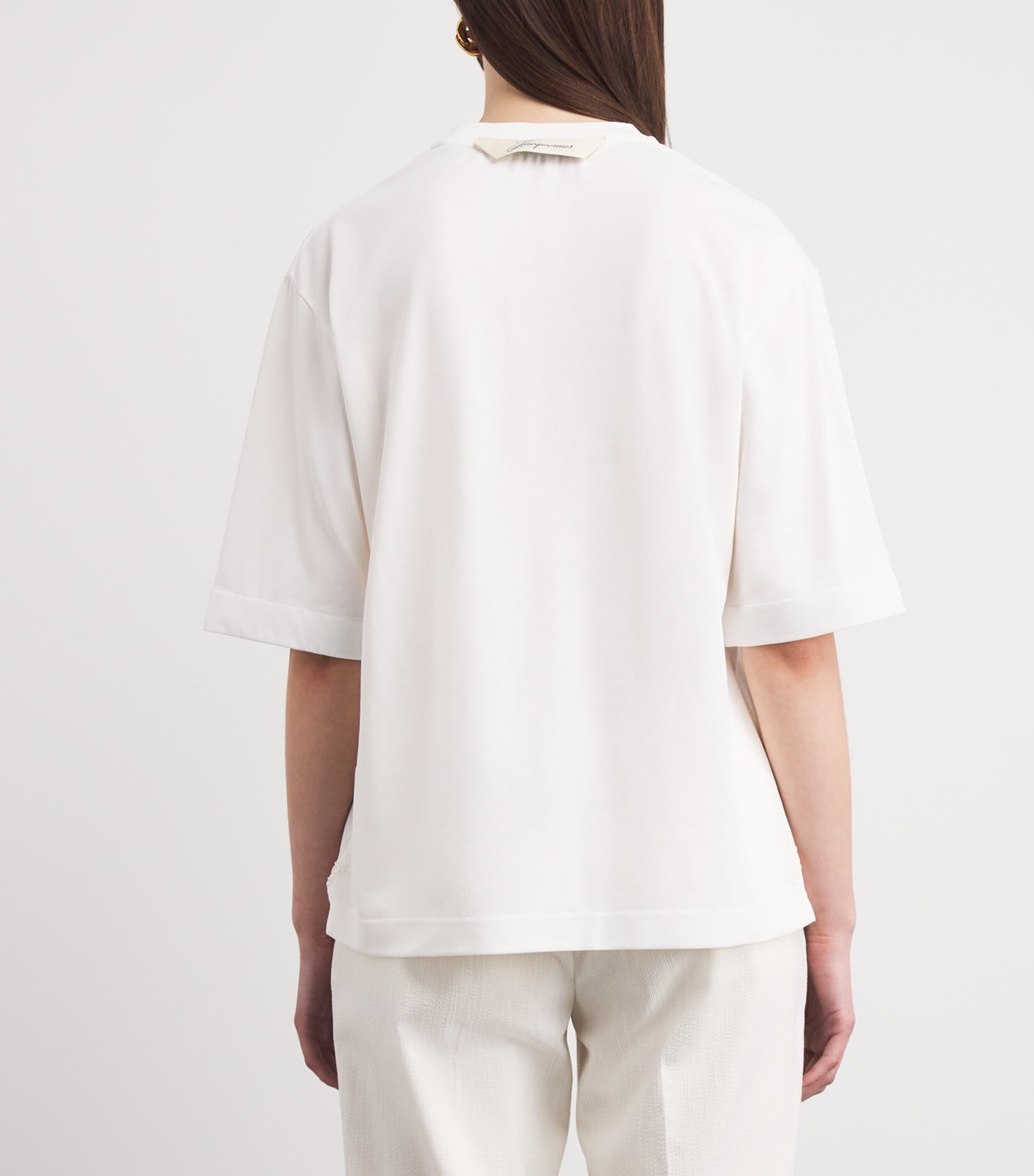 Jacquemus Womens Paper-Jersey Ventadou T-Shirt White Image 5