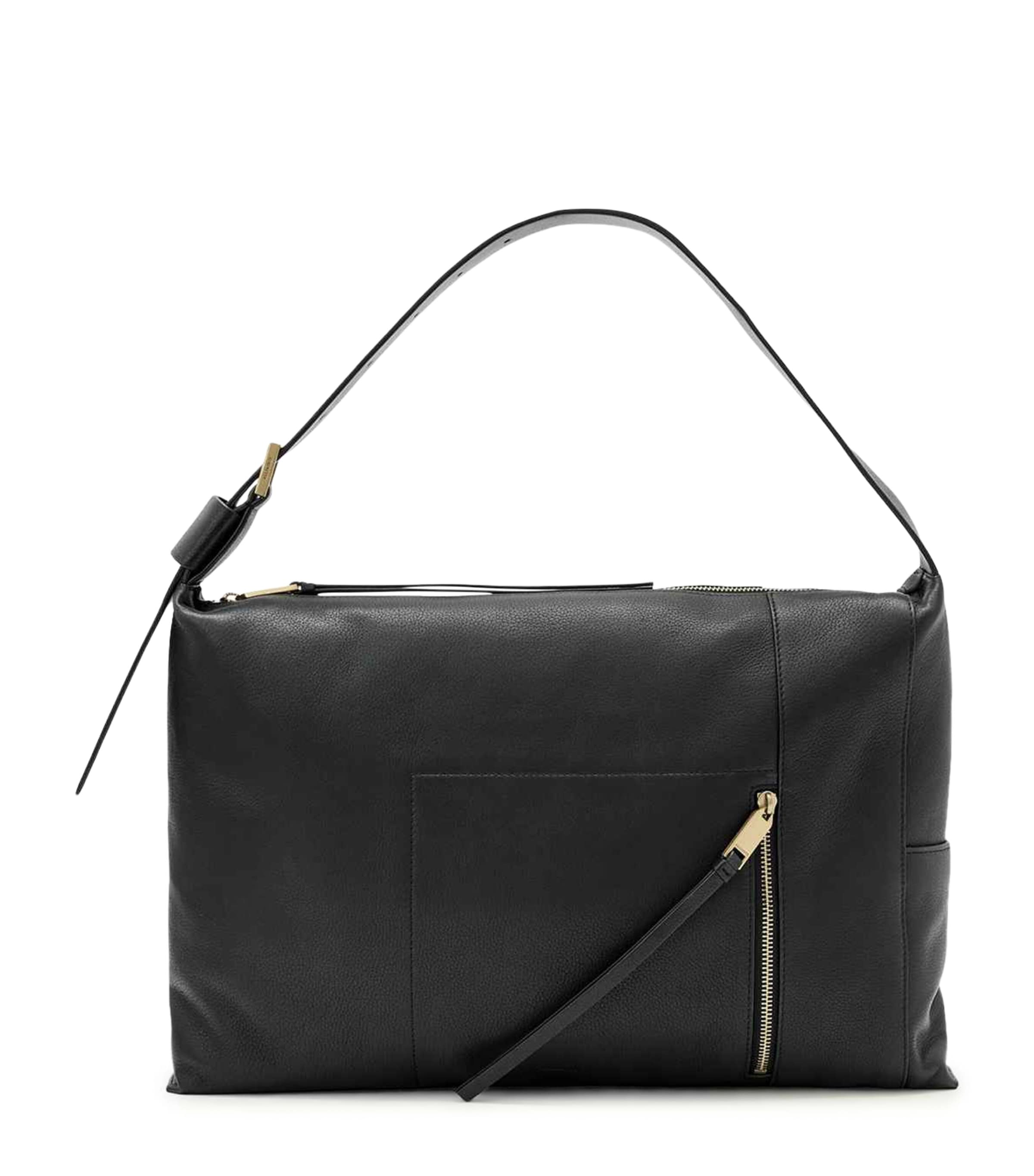 AllSaints Leather Alba Shoulder Bag Black Image 1