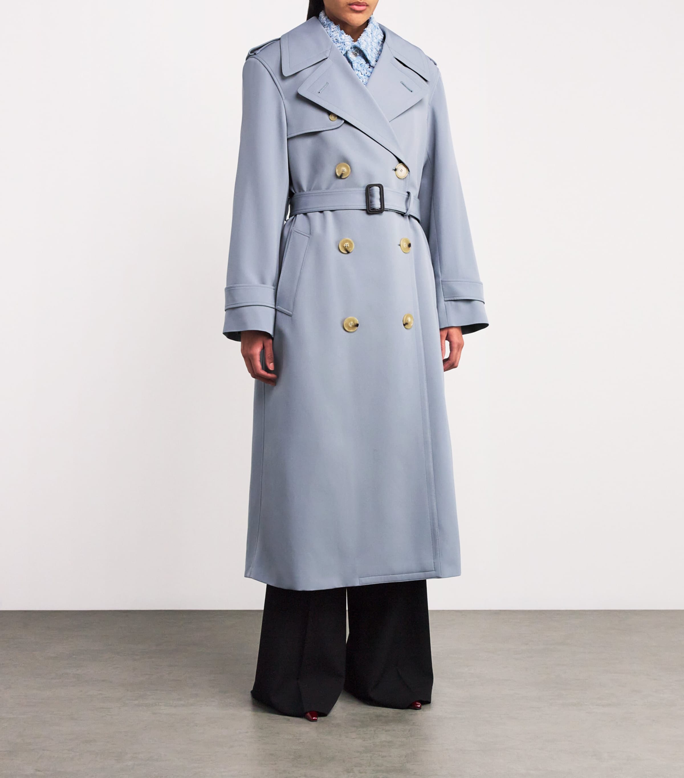 Stella McCartney Grey Wool-Blend Trench Coat | Harrods US