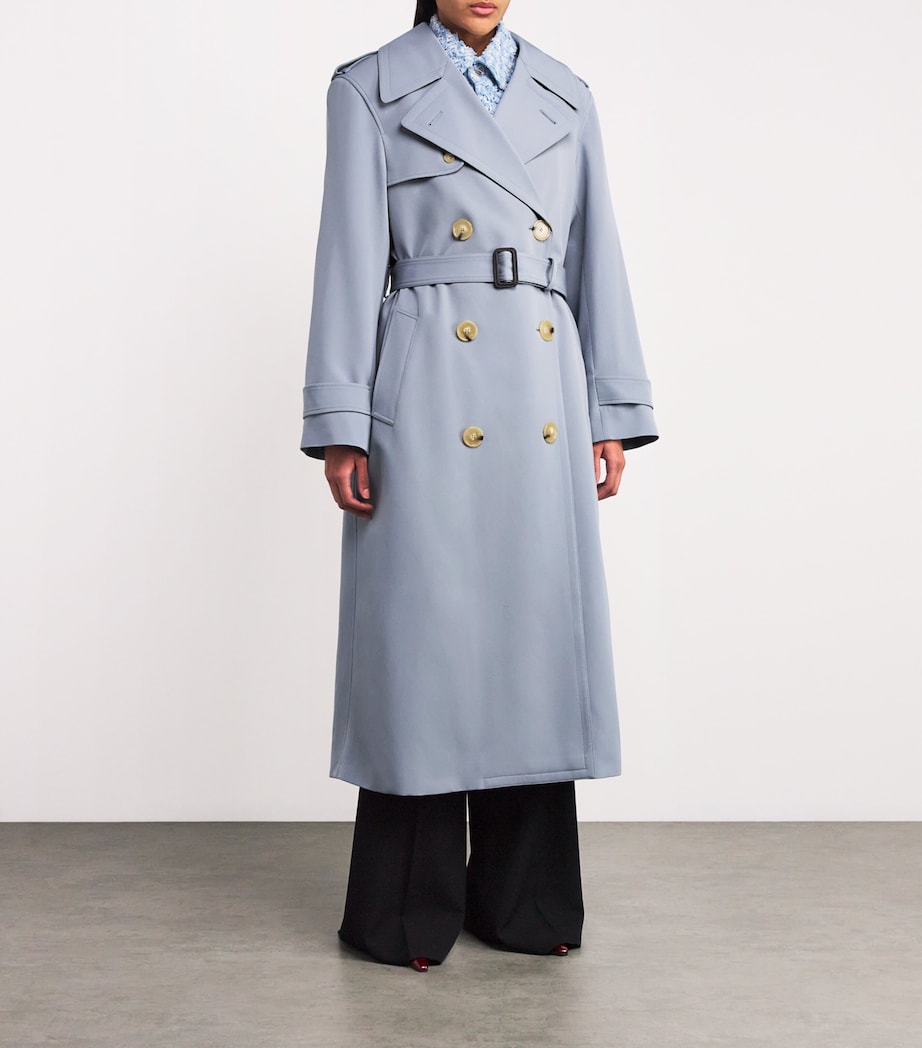 Stella McCartney Womens Wool-Blend Trench Coat Mist Image 3