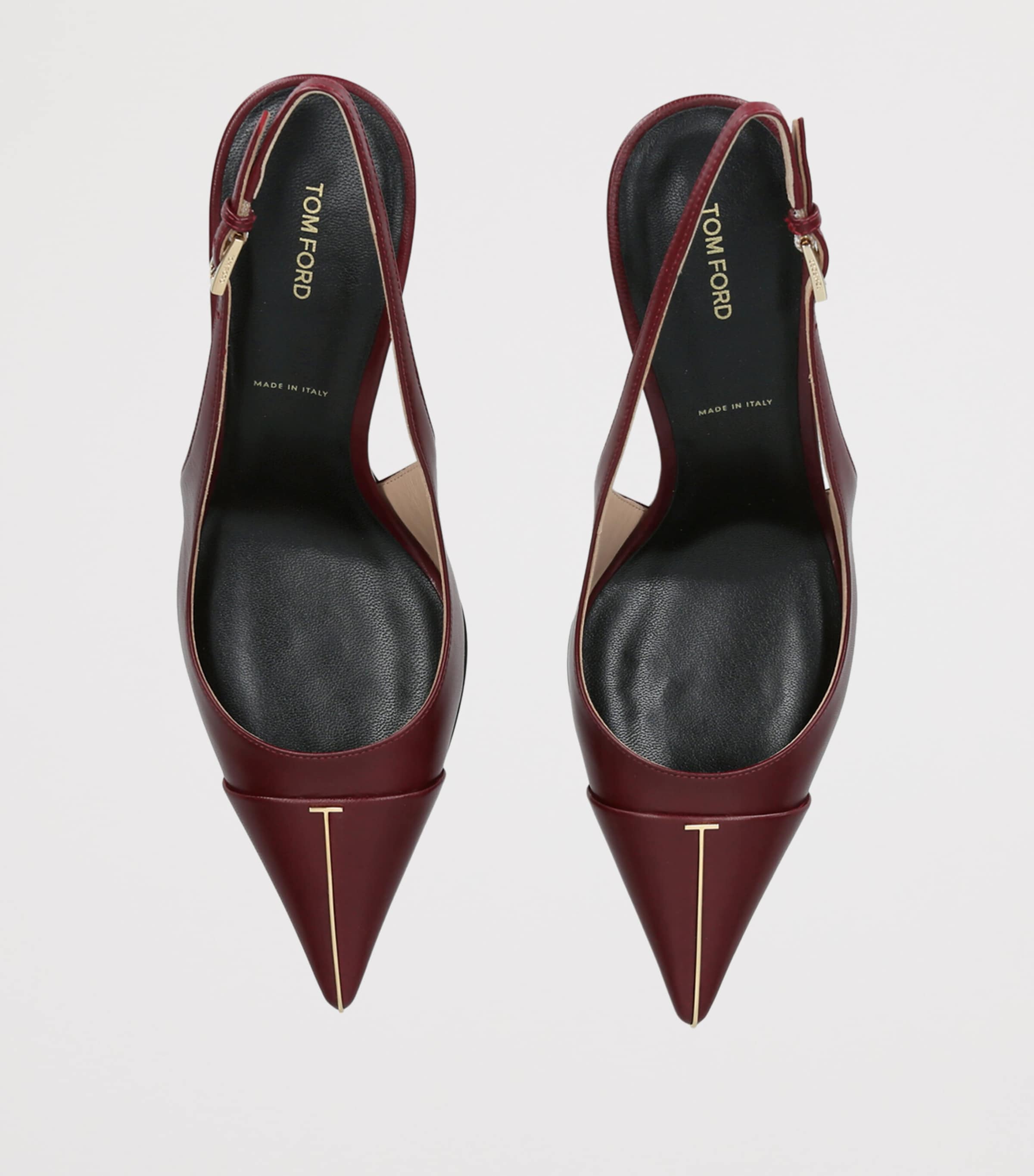 TOM FORD Leather T Slingback Pumps 85 Red/dark Image 3