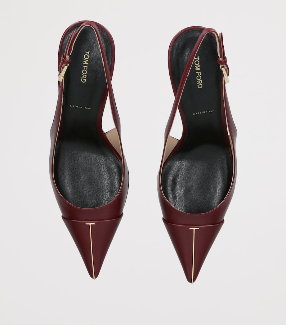 TOM FORD Leather T Slingback Pumps 85 Red/dark Image 3