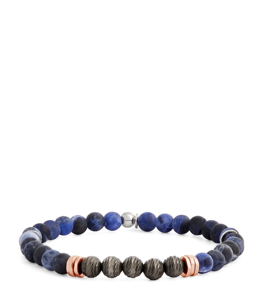 Sterling Silver and Sodalite Stonehenge Bracelet GOLD/ BLACK/ BLU Image 1