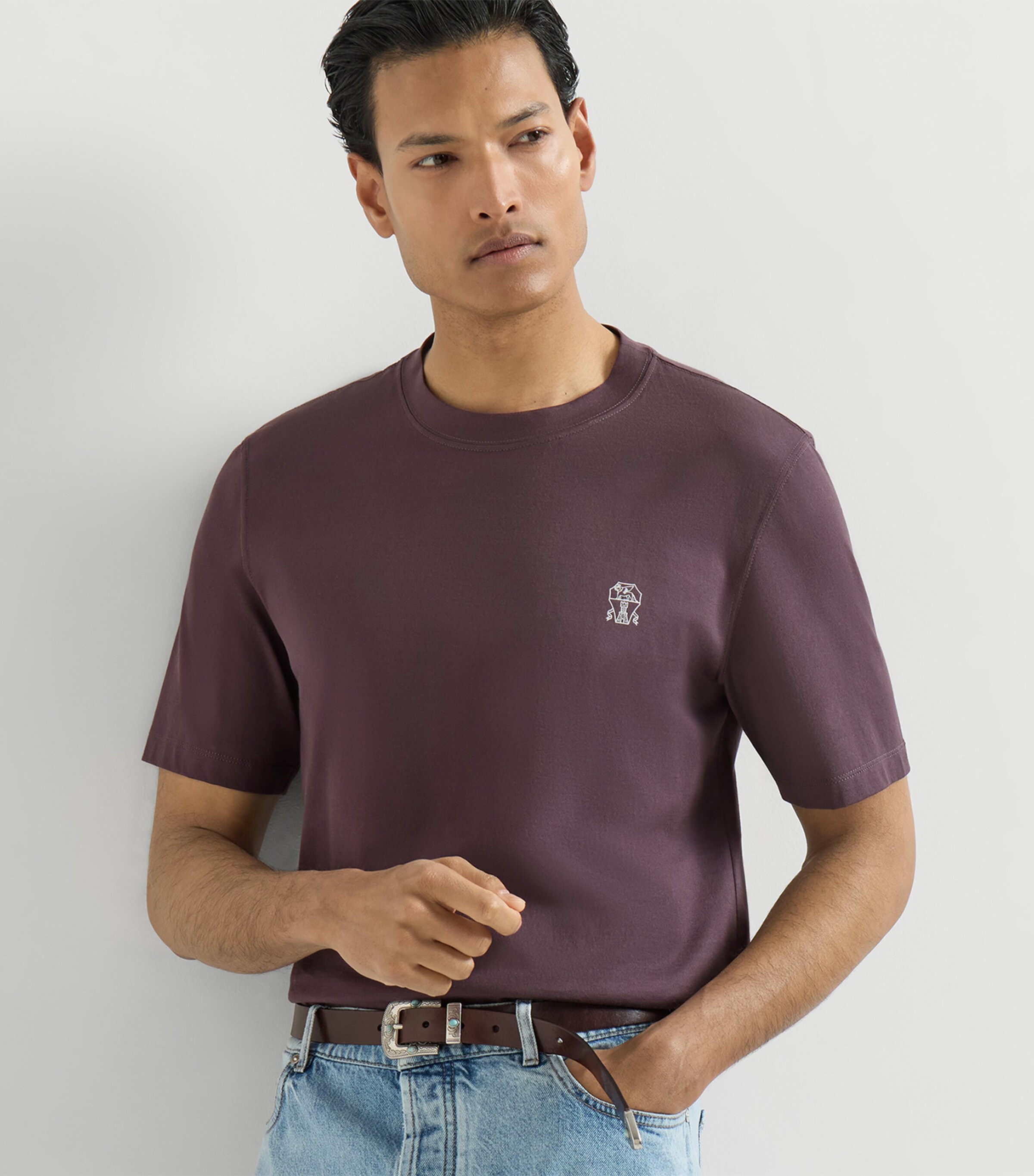 Brunello Cucinelli Purple Cotton Logo T-Shirt | Harrods US