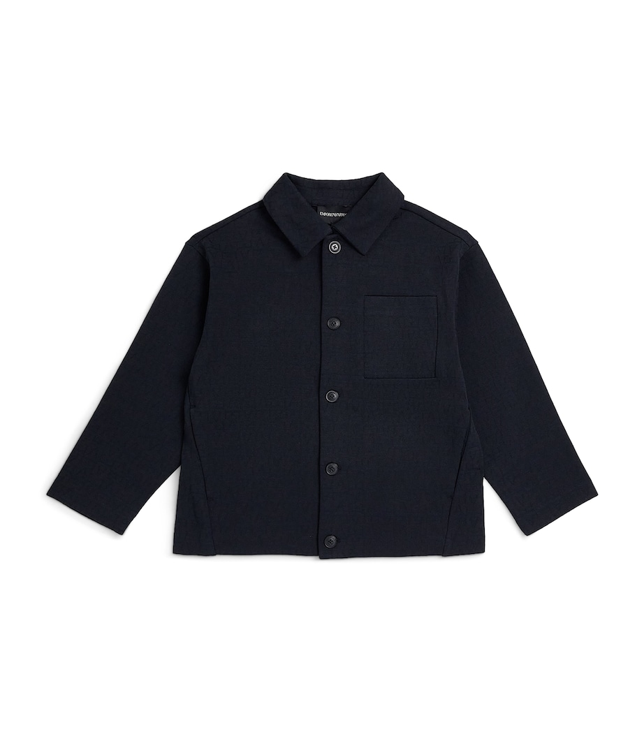 Emporio Armani Kids Cotton Jacquard Shirt (4-16 Years) Iconico Blu Nvy Image 1