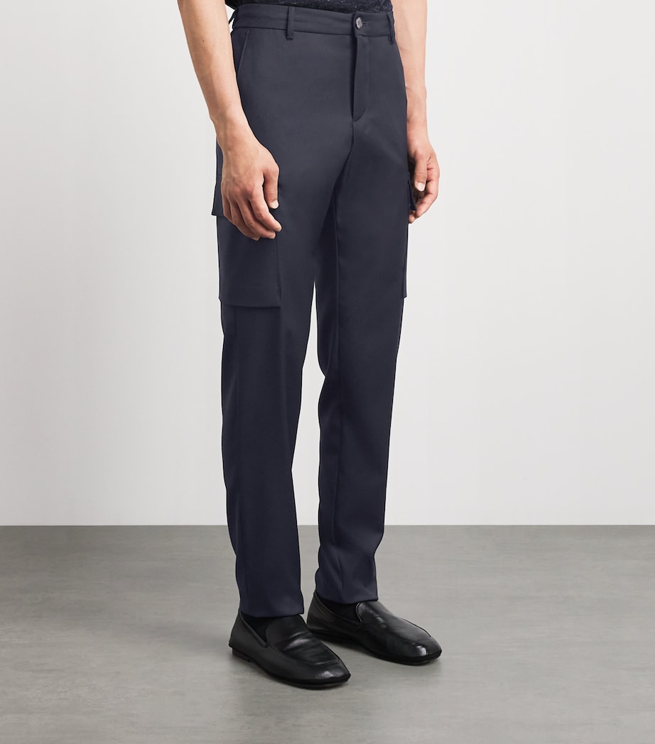 Paul & Shark Mens Virgin Wool Cargo Trousers Blue Image 4