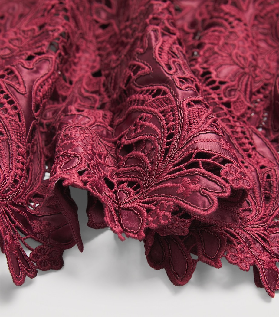 Guipure Lace Midi Dress BURGUNDY Image 5