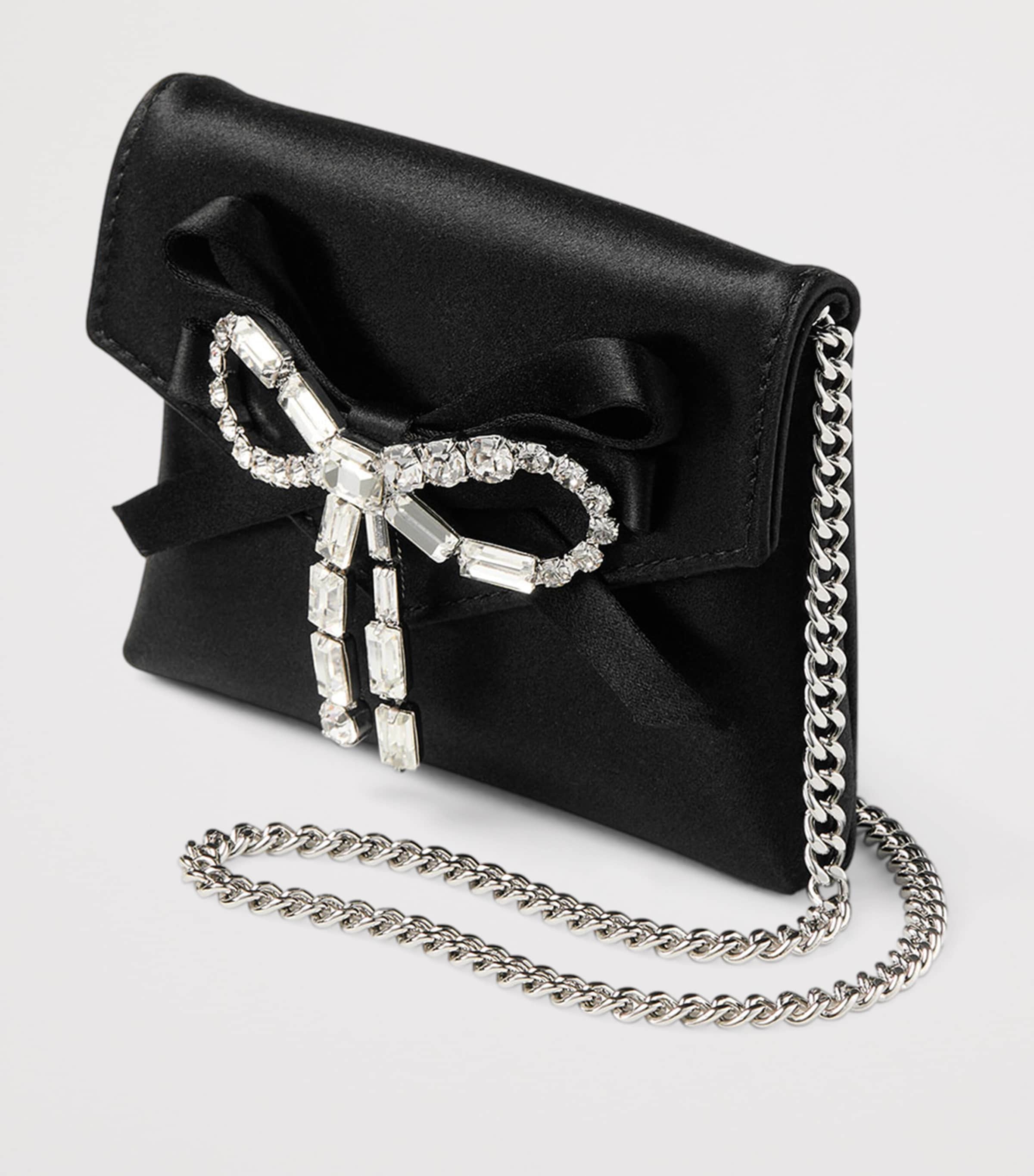Soft Satin Chain Card Holder BLACK/SILVER Image 2