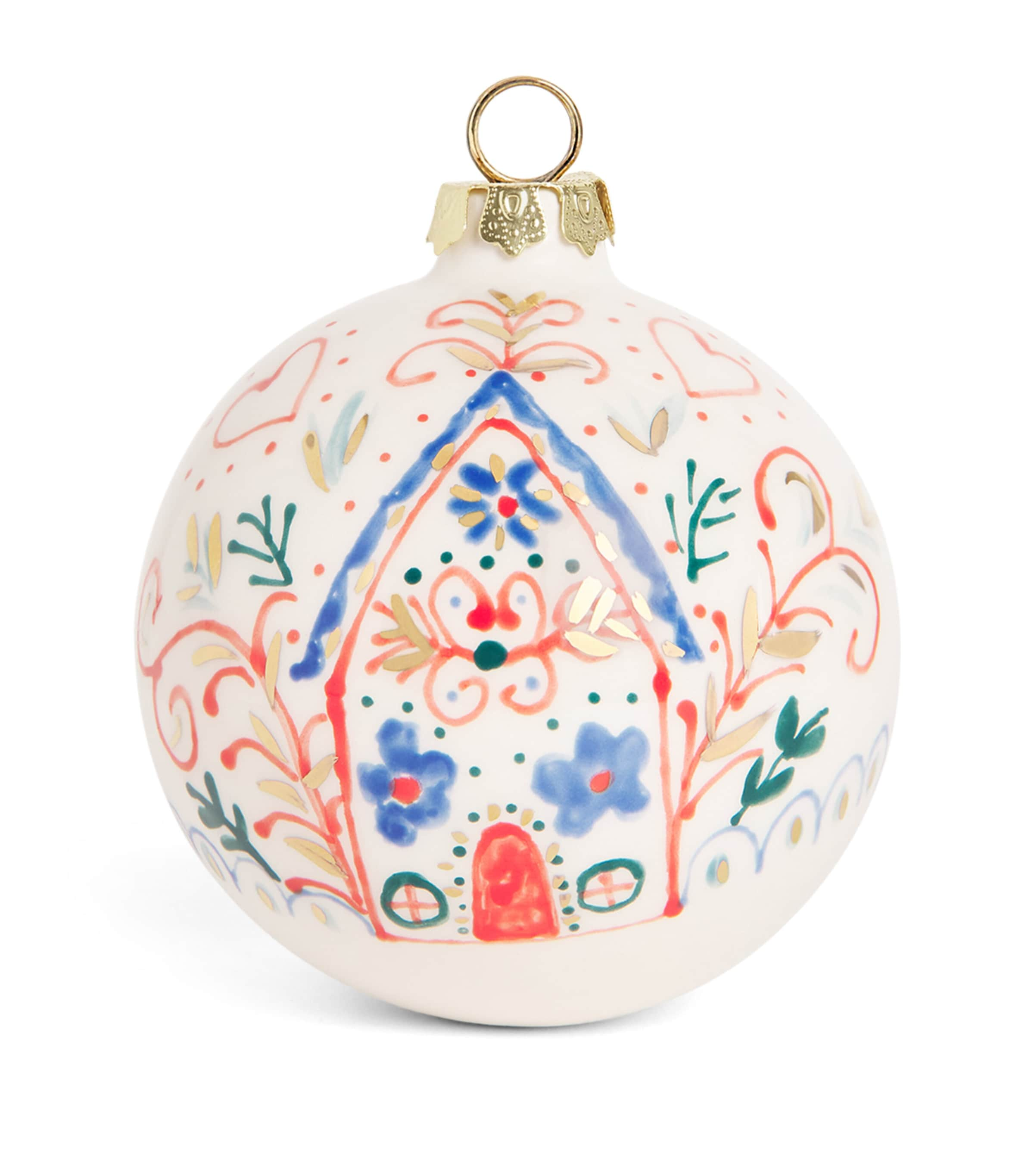 Jayne Redmond Ceramic Folk House Bauble In White