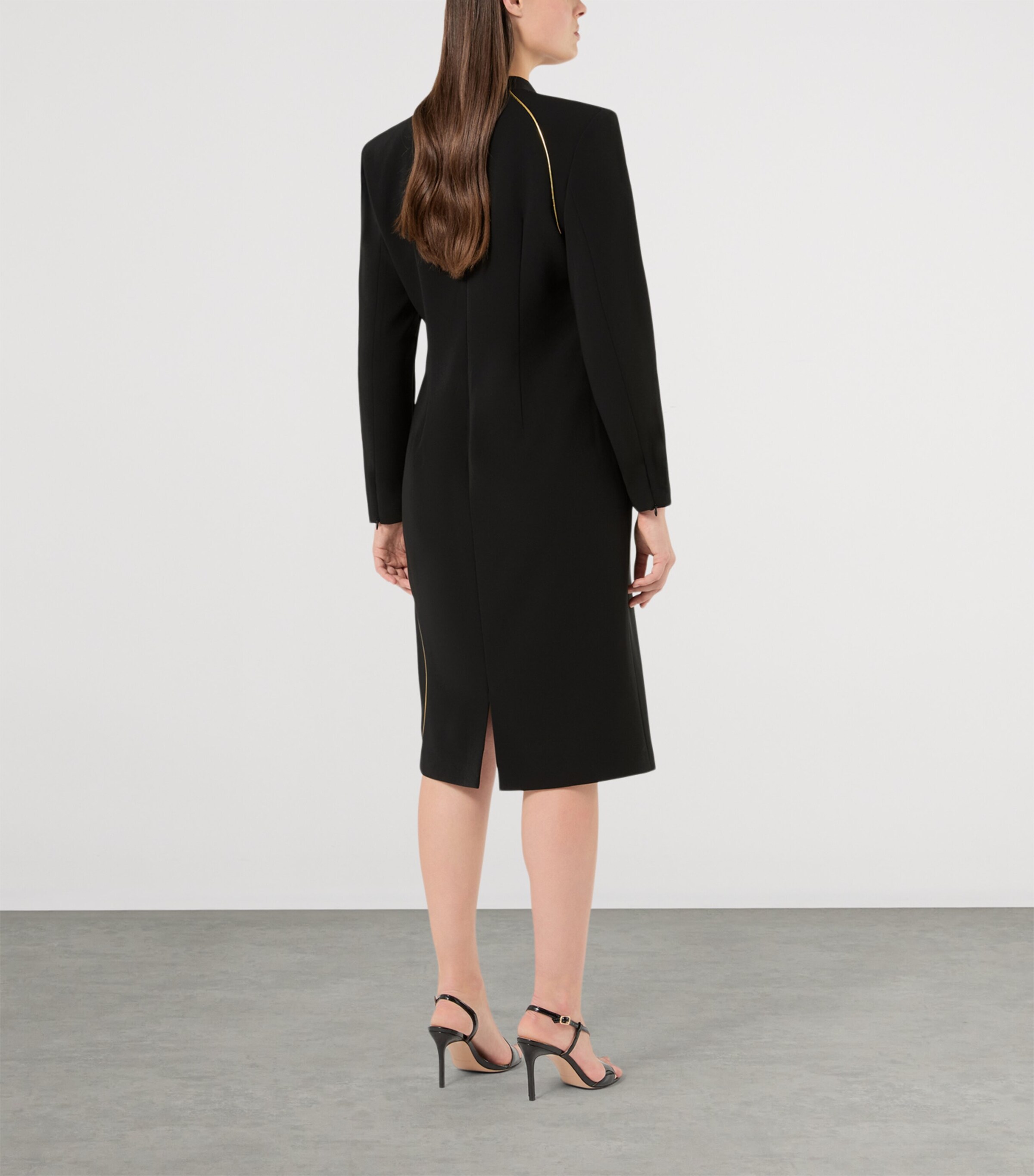 Marina Rinaldi Womens Curved Line V-Neck Midi Dress Black Image 4