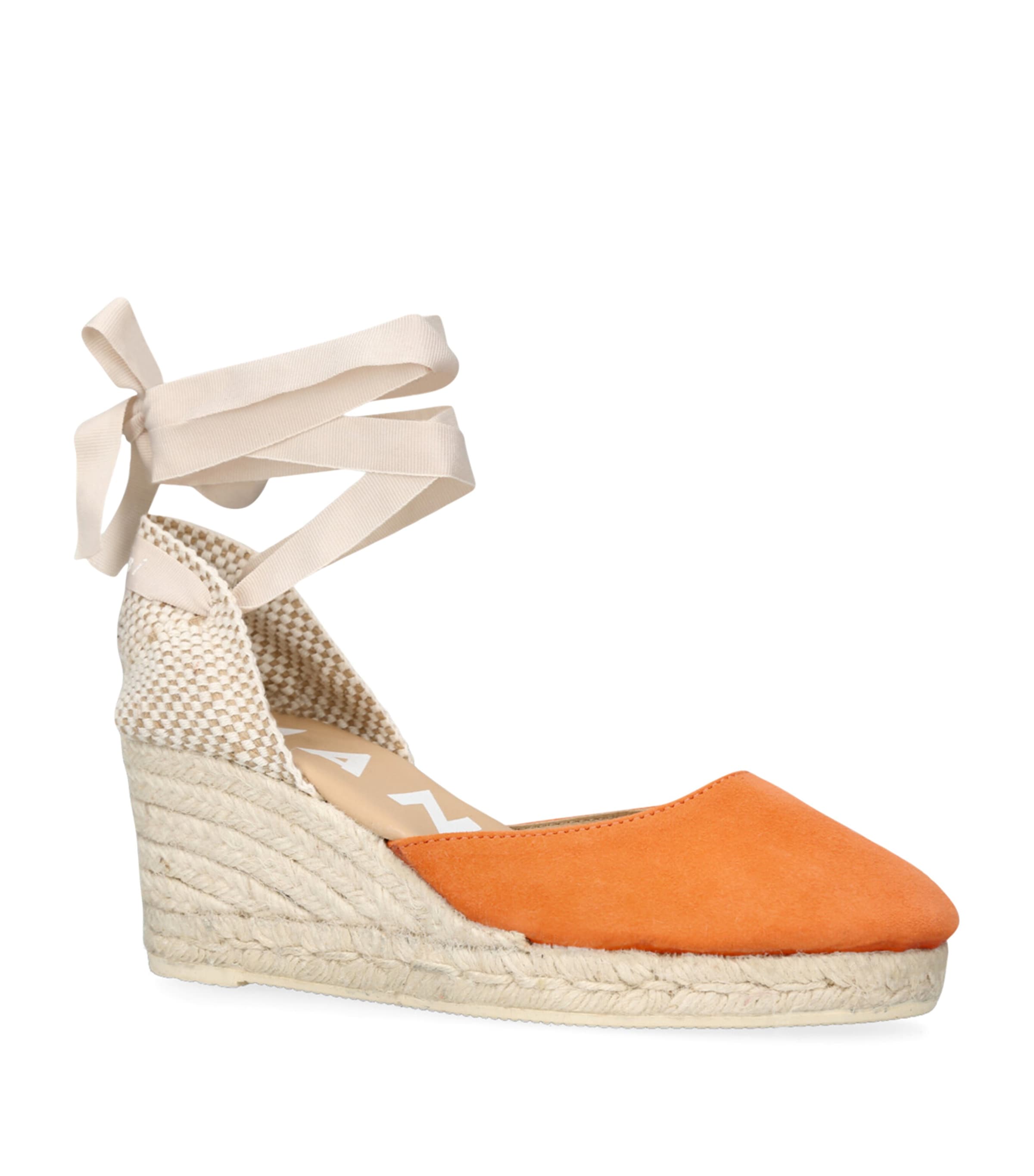Suede Hamptons Wedge Espadrilles 80 ORANGE Image 3