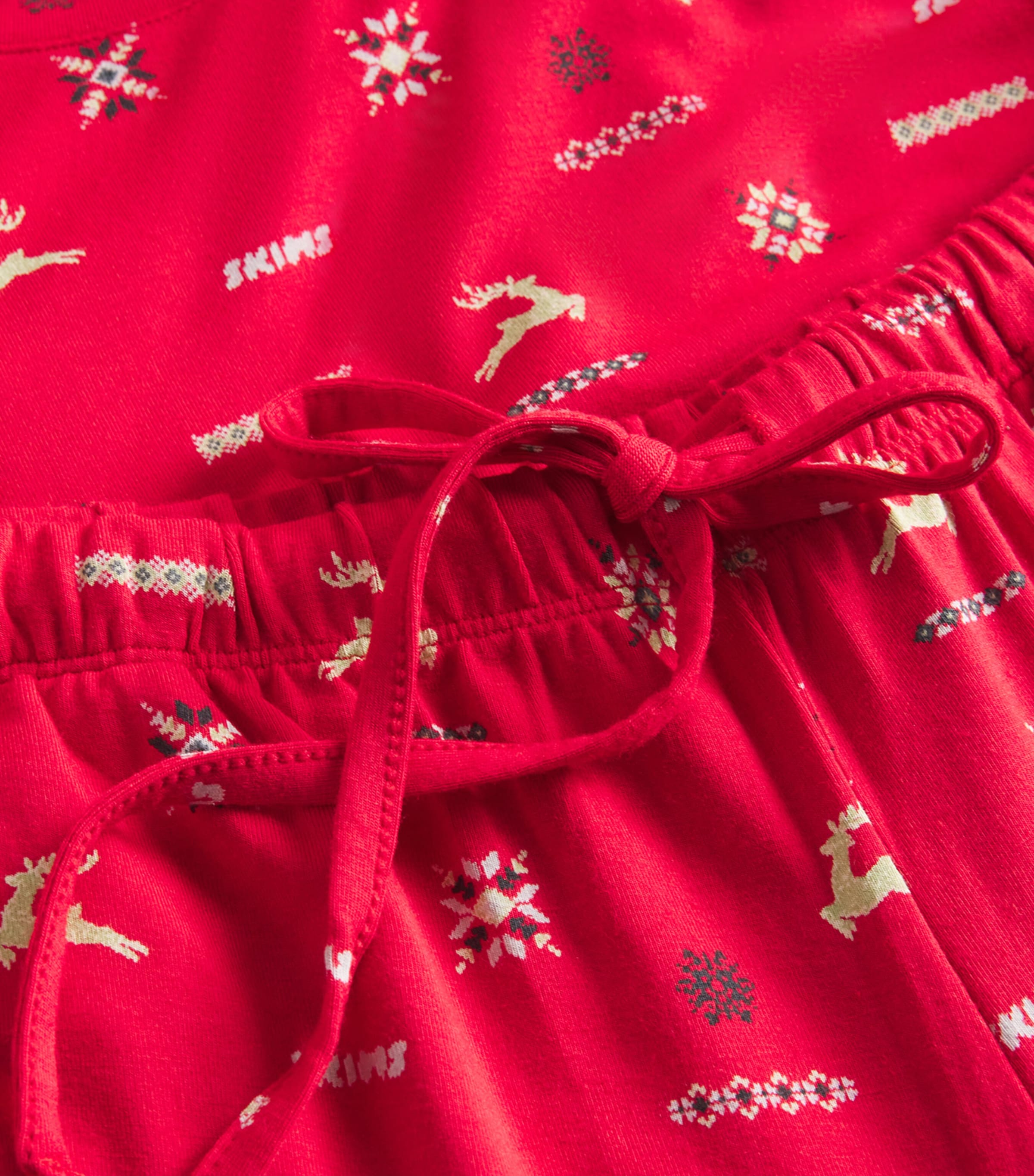 Modal-Blend Cropped Henley Pyjama Set CRNBRRY VNTG DR PRNT Image 5