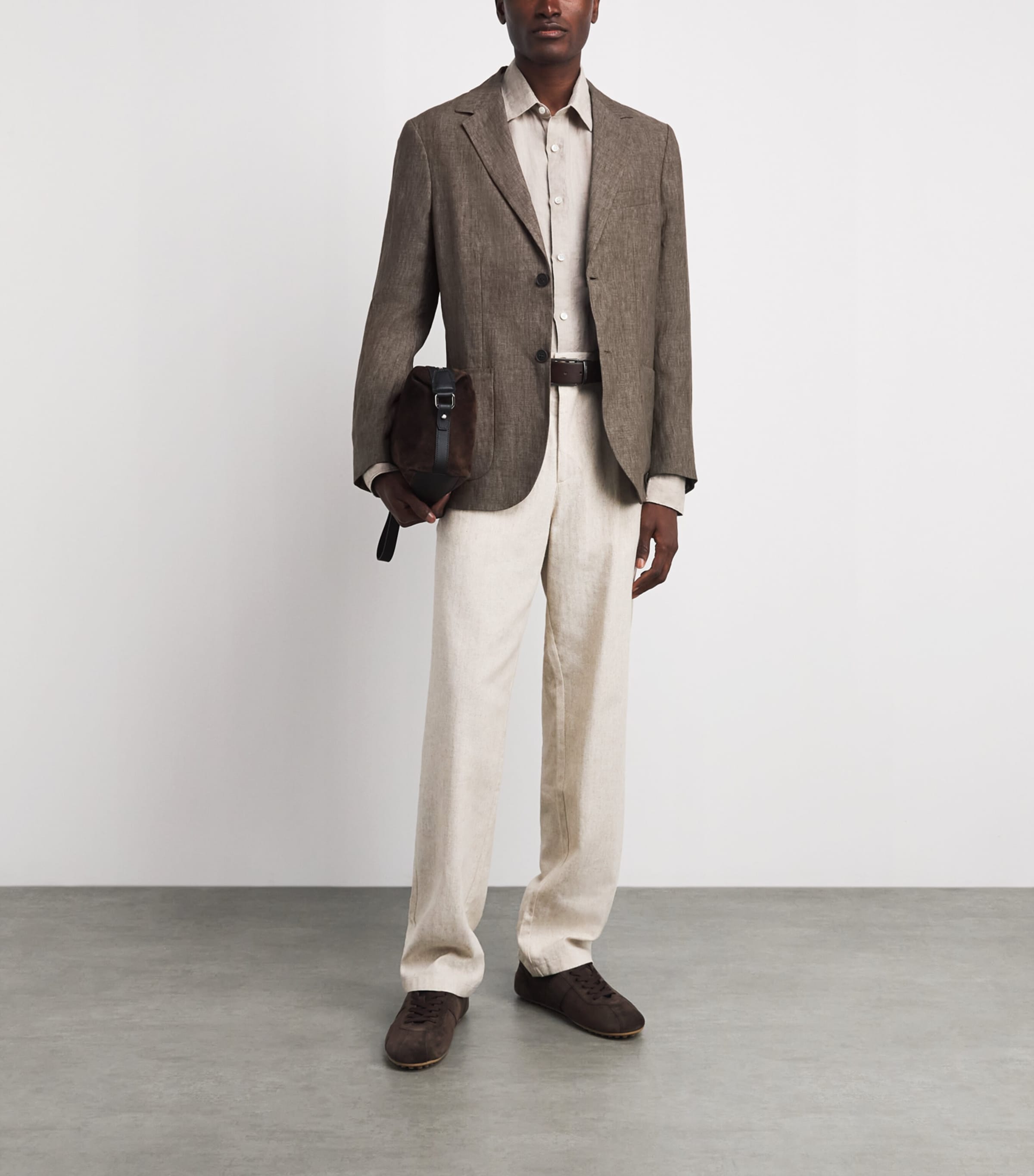 Sunspel Mens Linen Blazer Brgw Dark Walnu Image 2