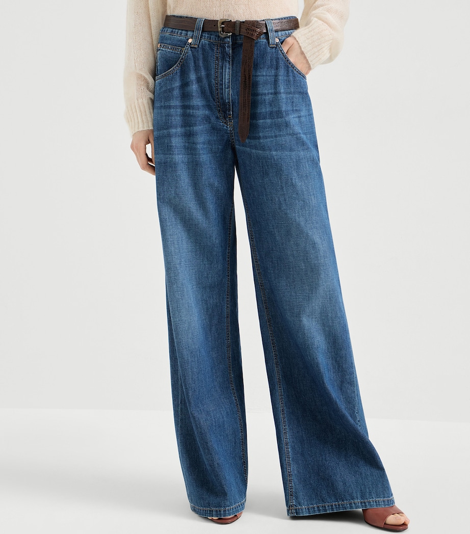 Brunello Cucinelli Womens Monili-Embellished Straight Jeans Image 3