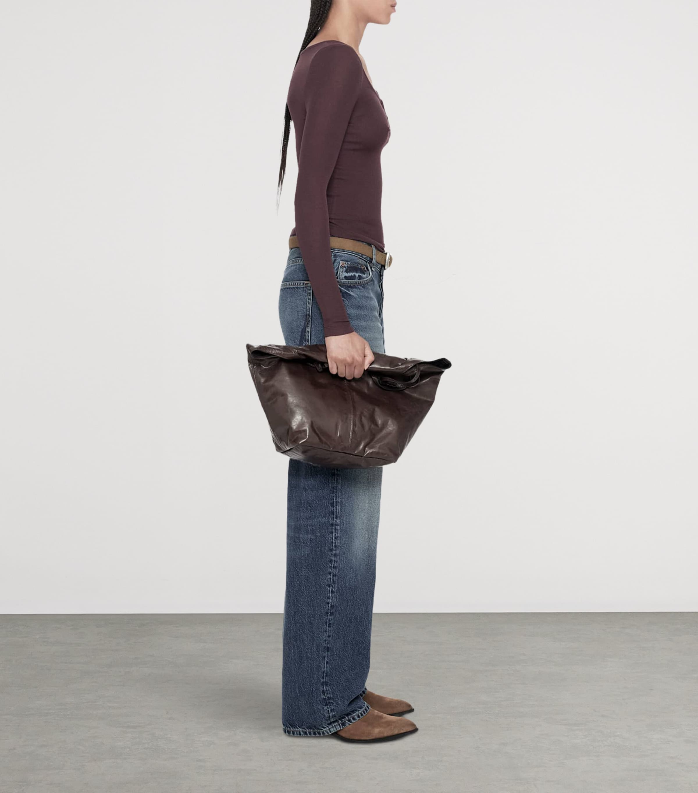 AllSaints Womens Jules Henley Long-Sleeve T-Shirt Aubergine Red Image 6